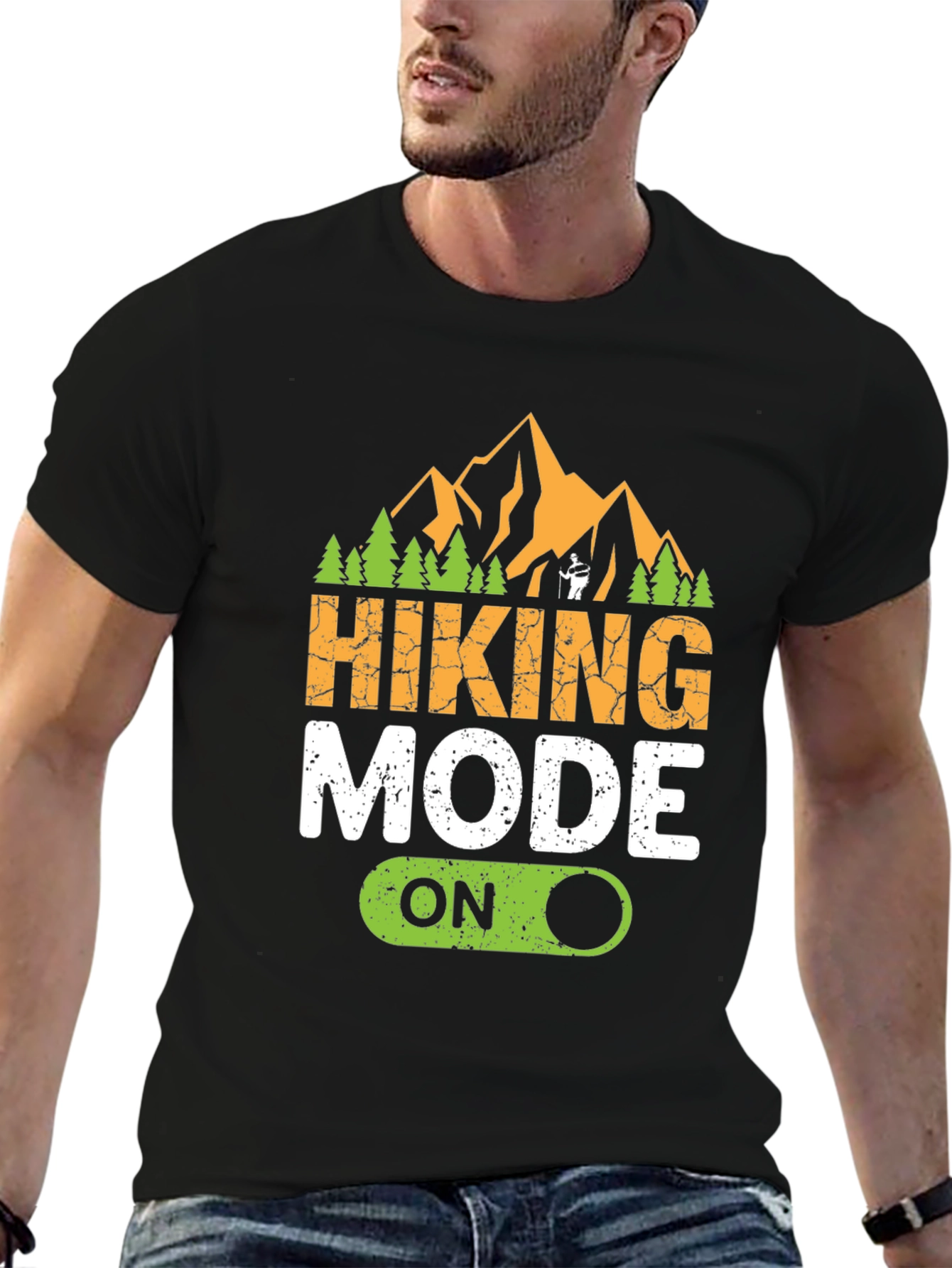 Hiking Mode On Black Graphic T-Shirt