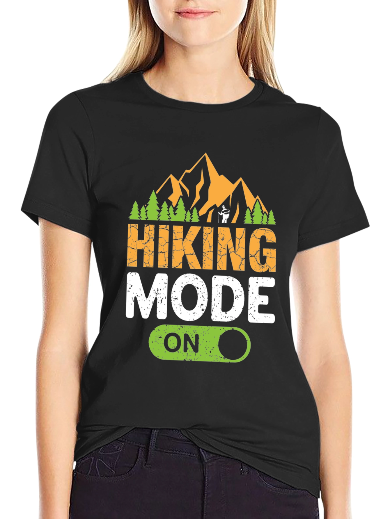 Hiking Mode On Black Graphic T-Shirt