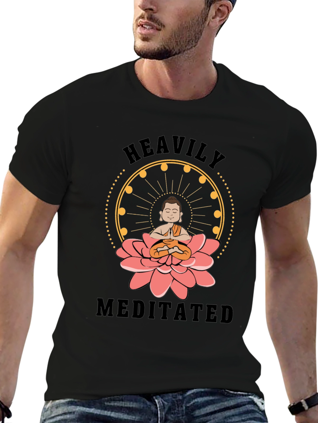 Heavily Meditated Buddha Lotus Graphic T-Shirt