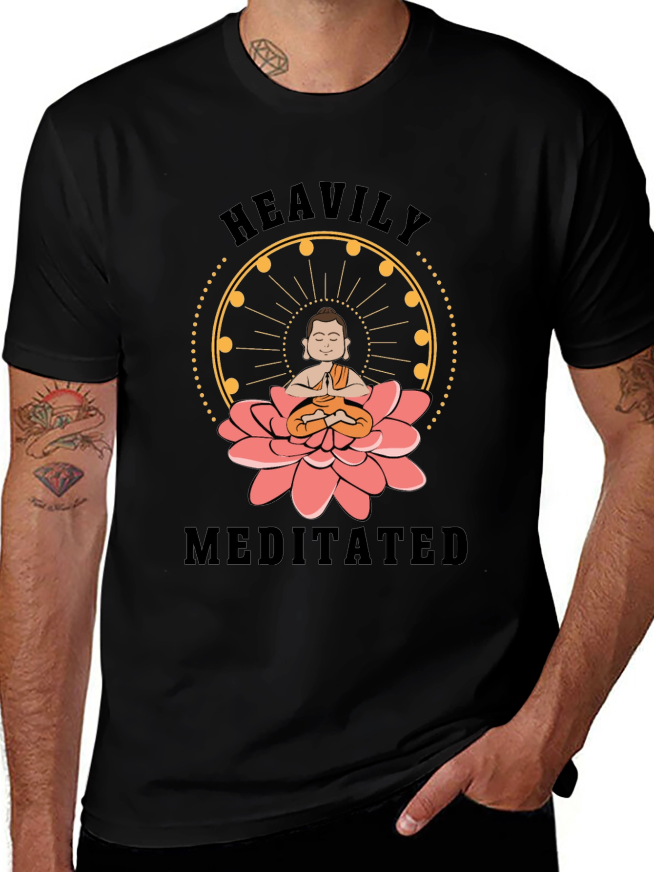 Heavily Meditated Buddha Lotus Graphic T-Shirt