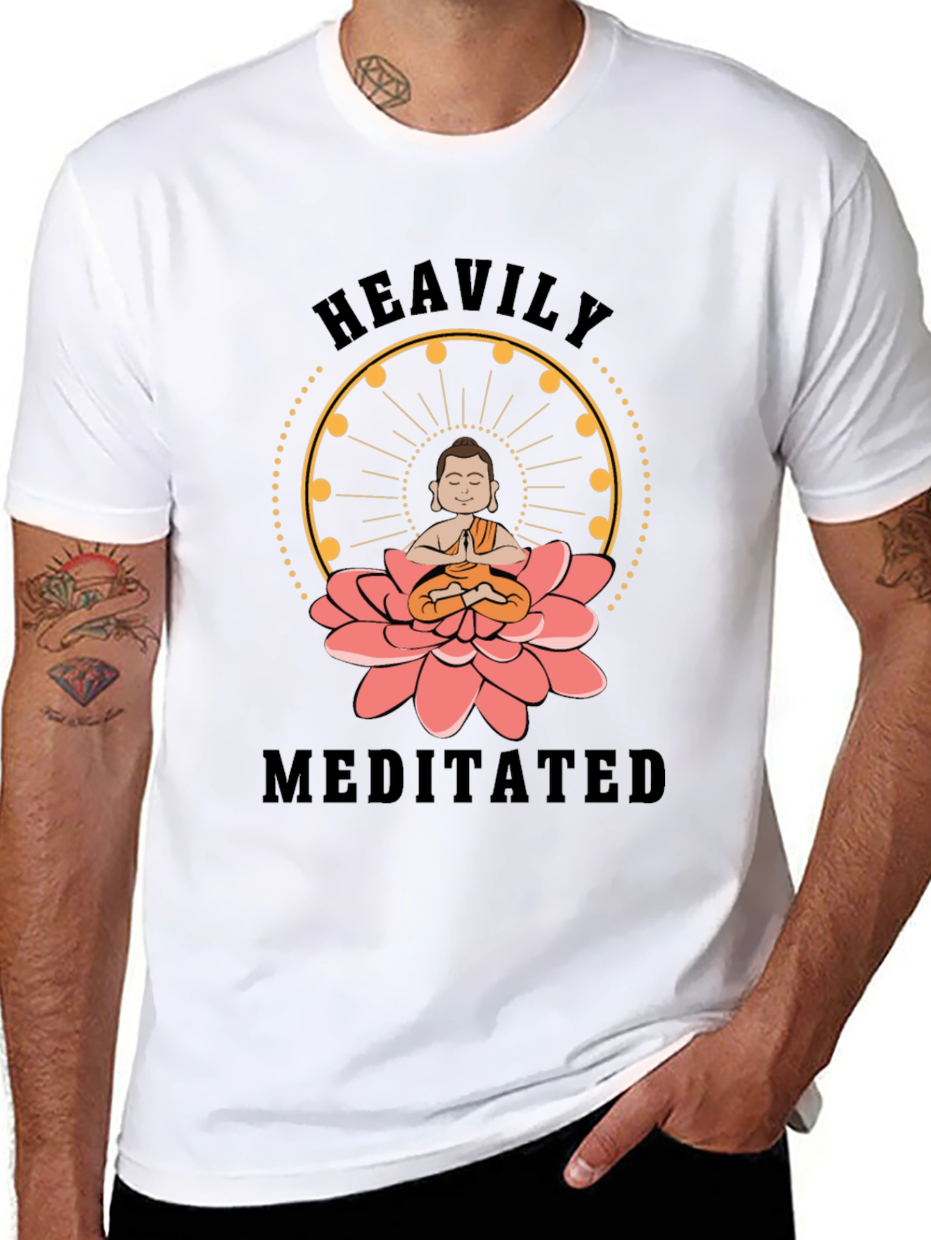 Heavily Meditated Buddha Lotus Graphic T-Shirt