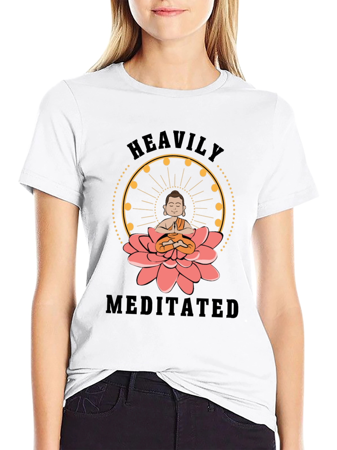 Heavily Meditated Buddha Lotus Graphic T-Shirt