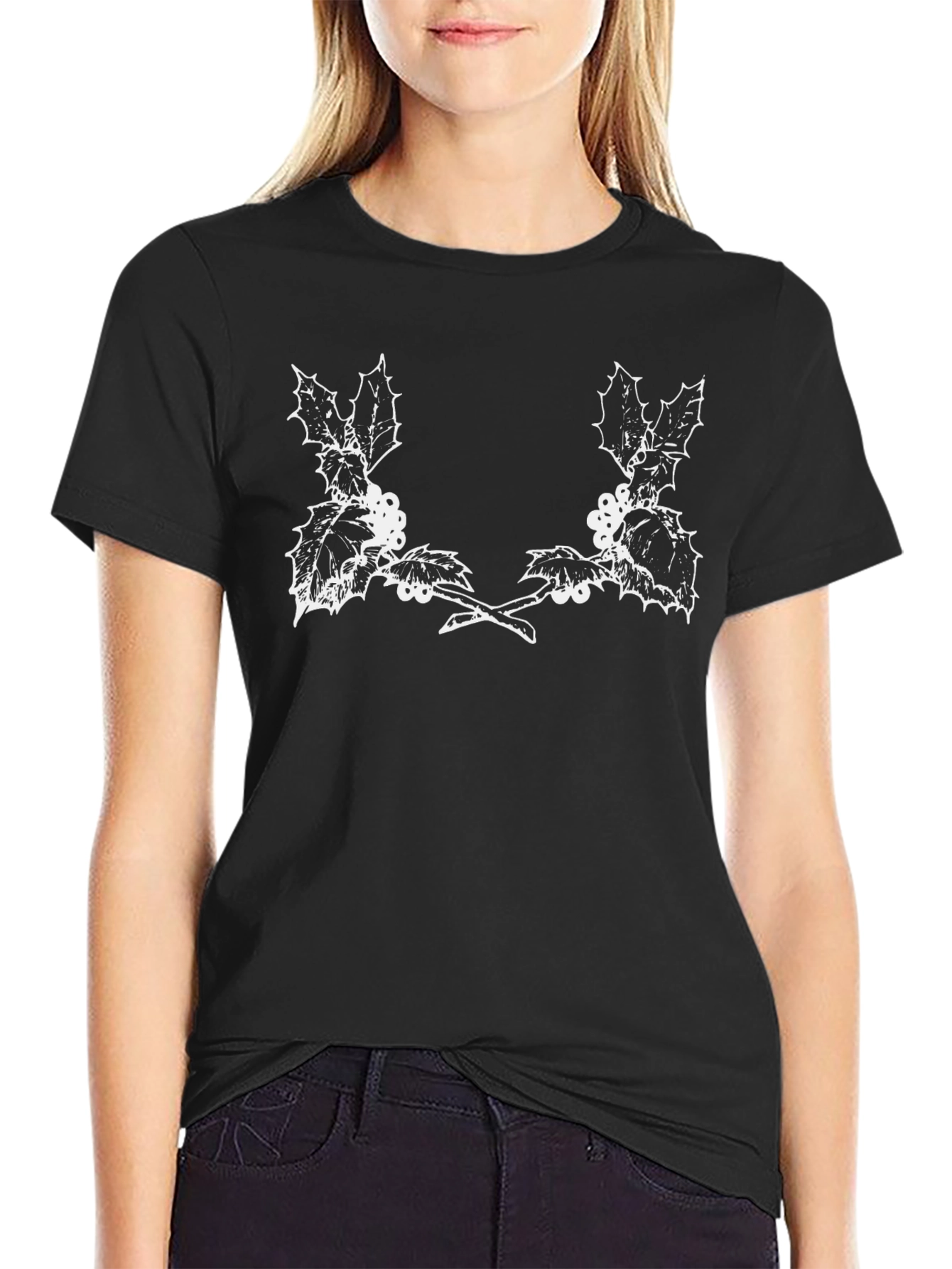 Holly Berry Graphic Tee - Black Casual Wear