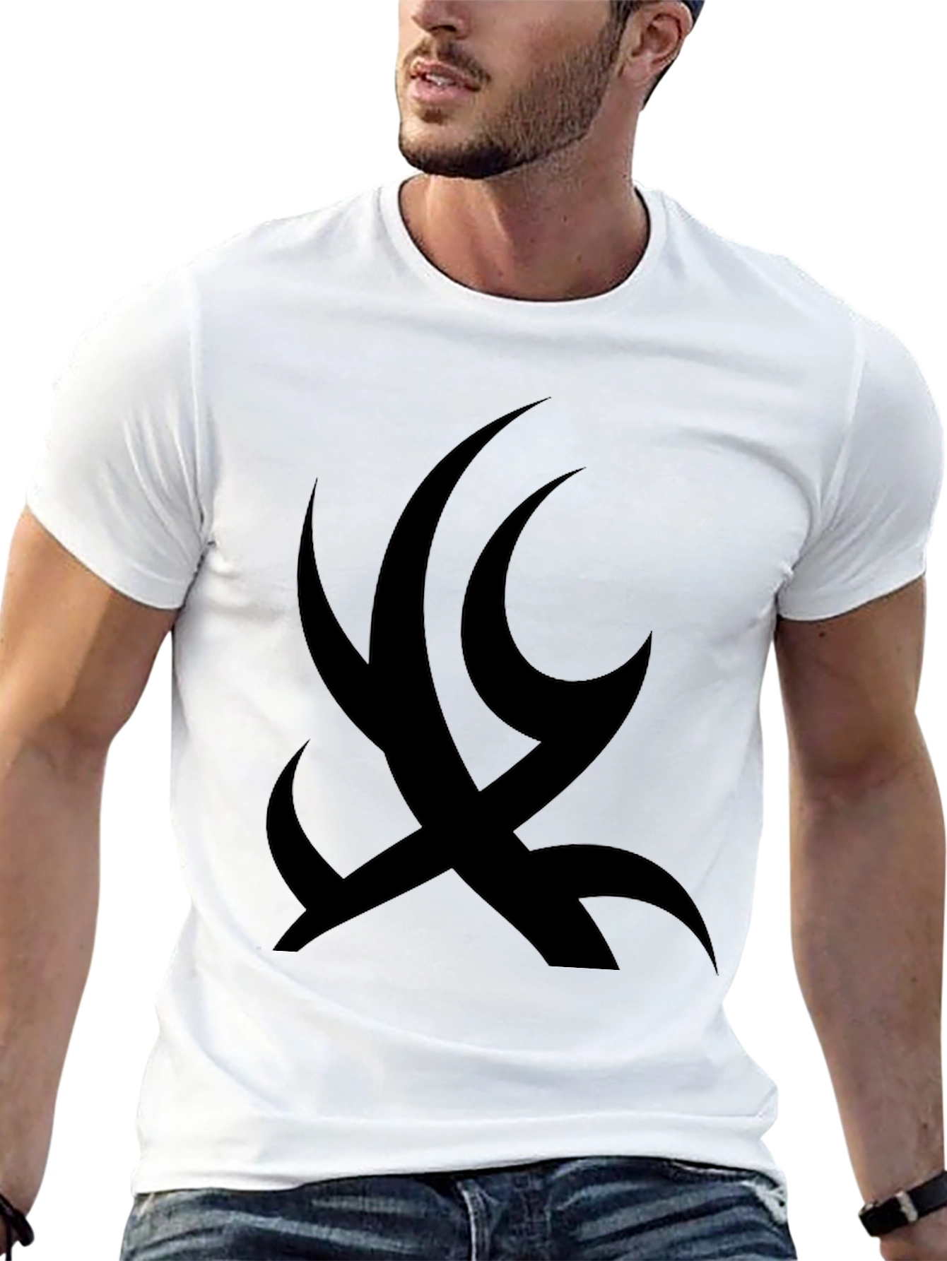 Black T-Shirt with Abstract Graphic