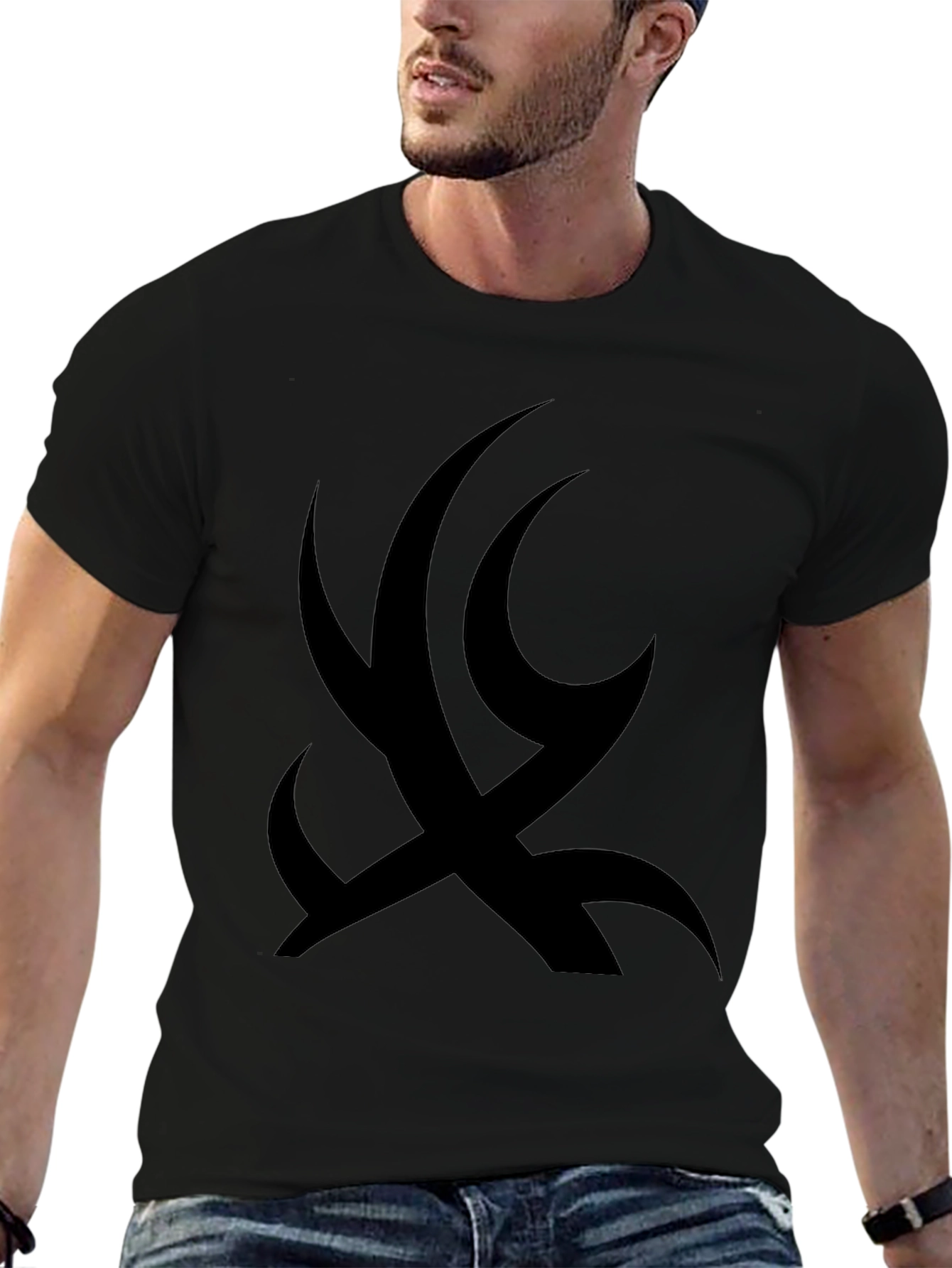 Black T-Shirt with Abstract Graphic