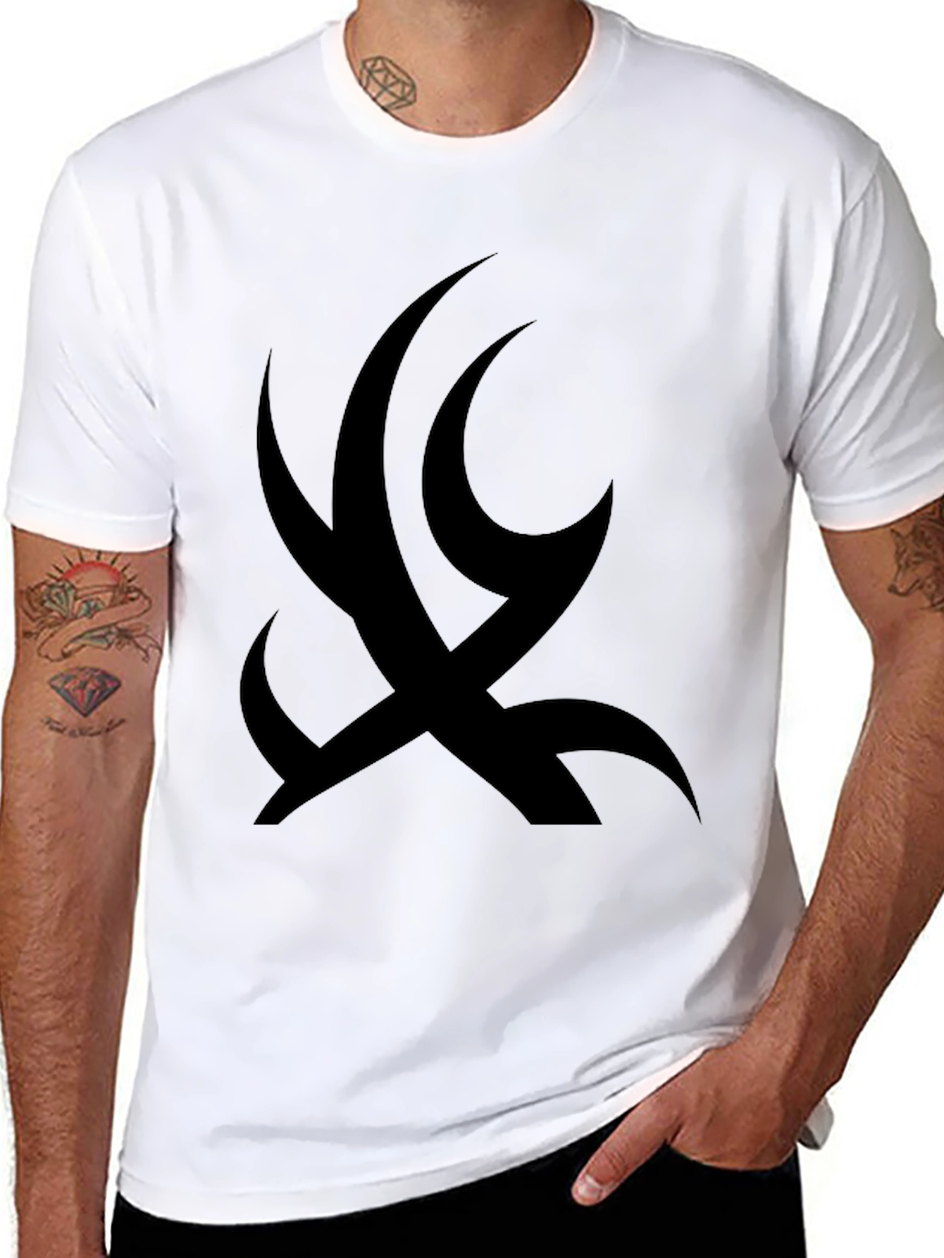 Black T-Shirt with Abstract Graphic