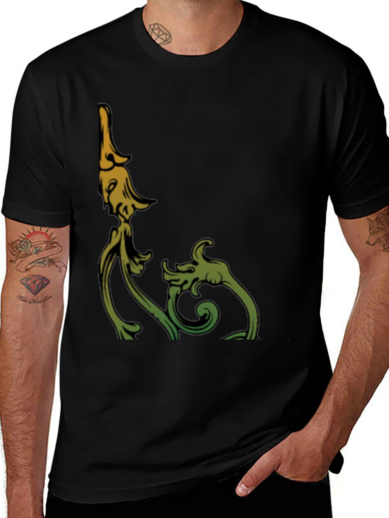Unique Floral Graphic Black T-Shirt
