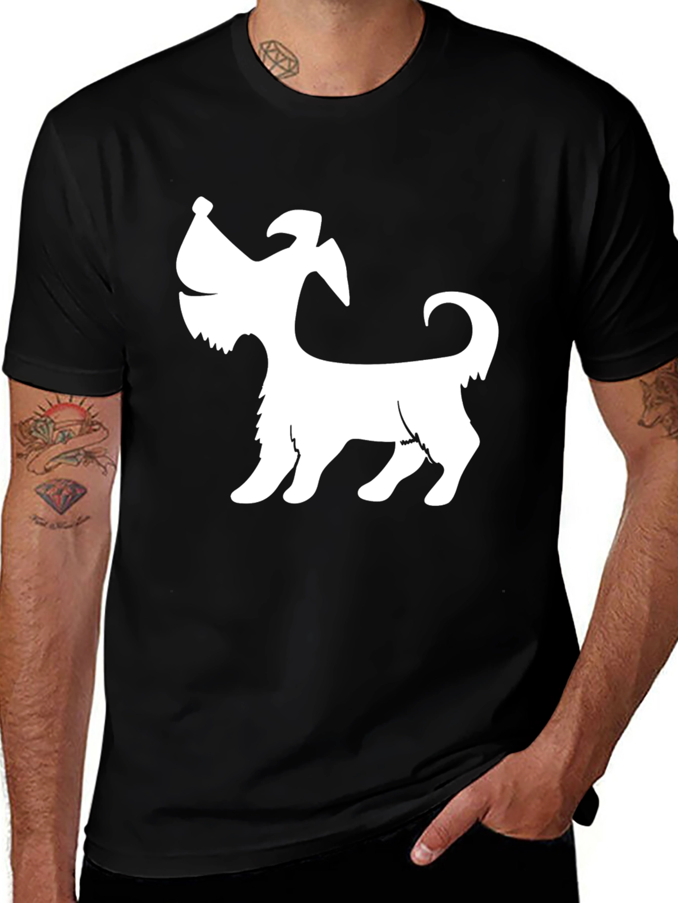 Dog Silhouette Black T-Shirt