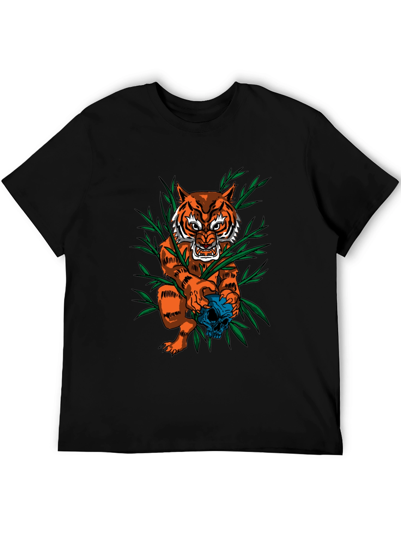 Tiger & Skull Graphic Tee - Edgy Style