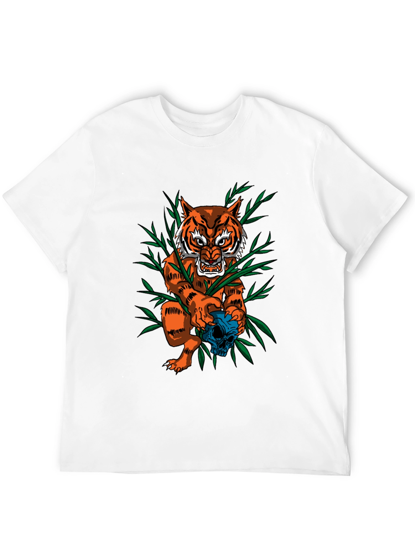 Tiger & Skull Graphic Tee - Edgy Style