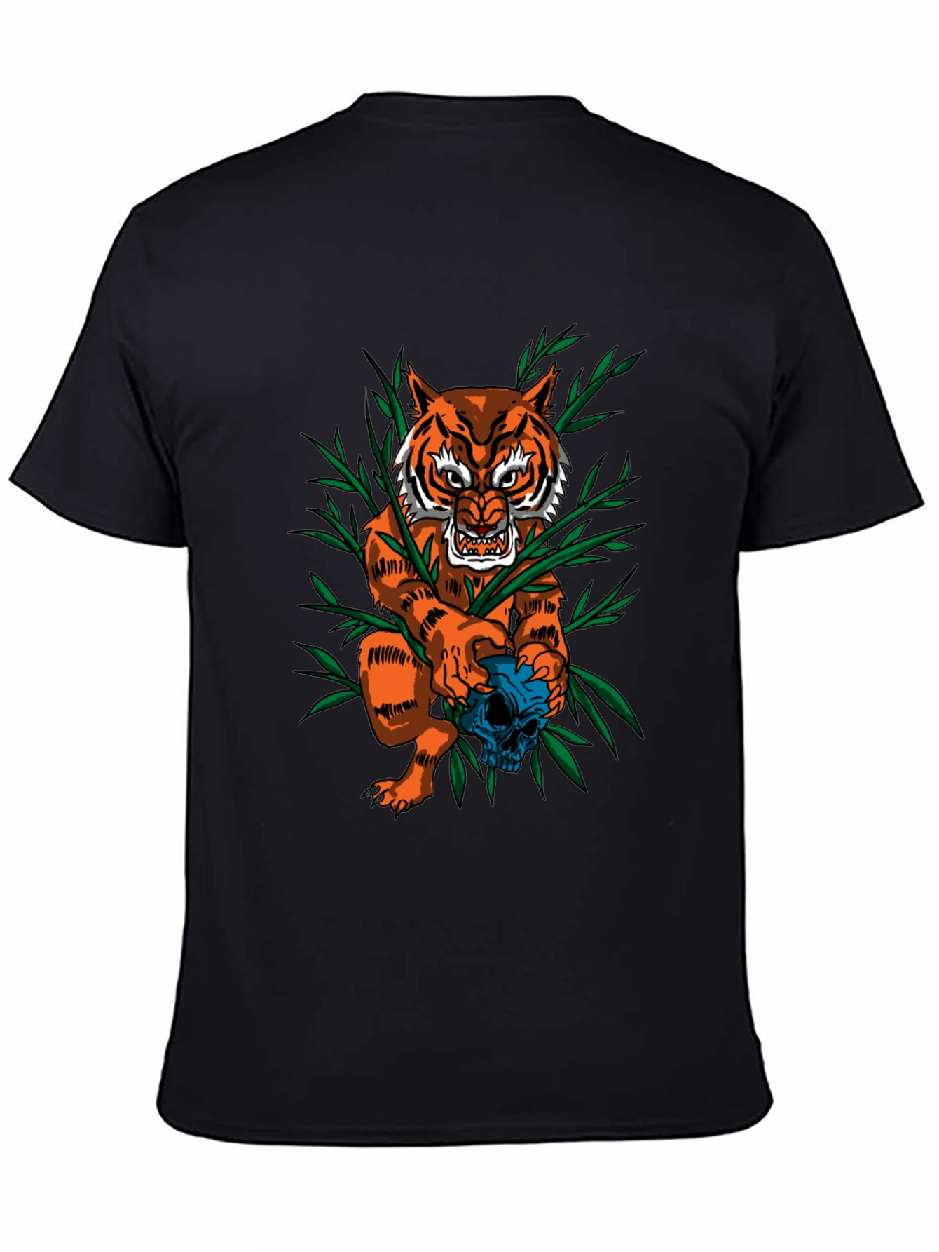 Tiger & Skull Graphic Tee - Edgy Style