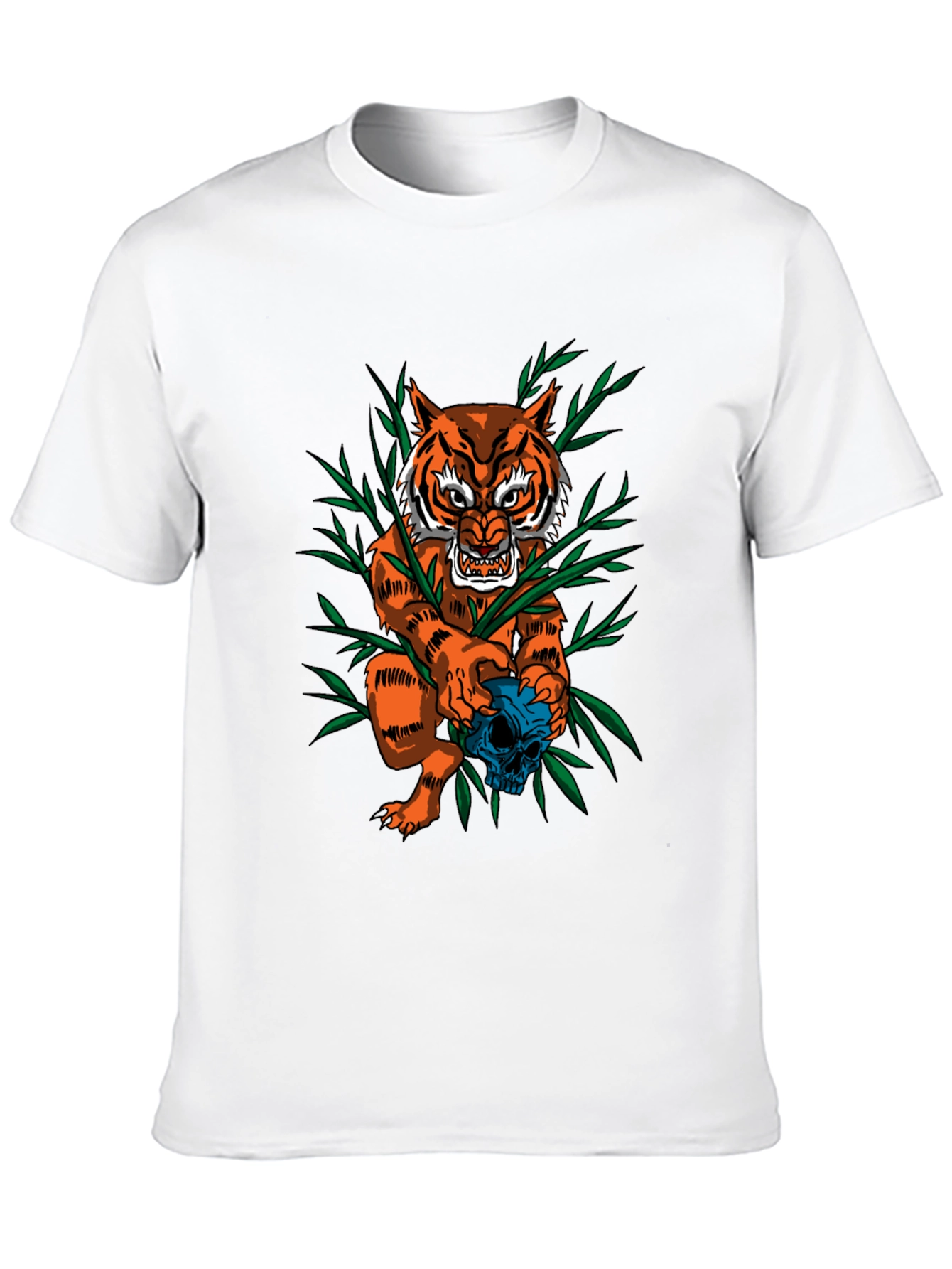 Tiger & Skull Graphic Tee - Edgy Style