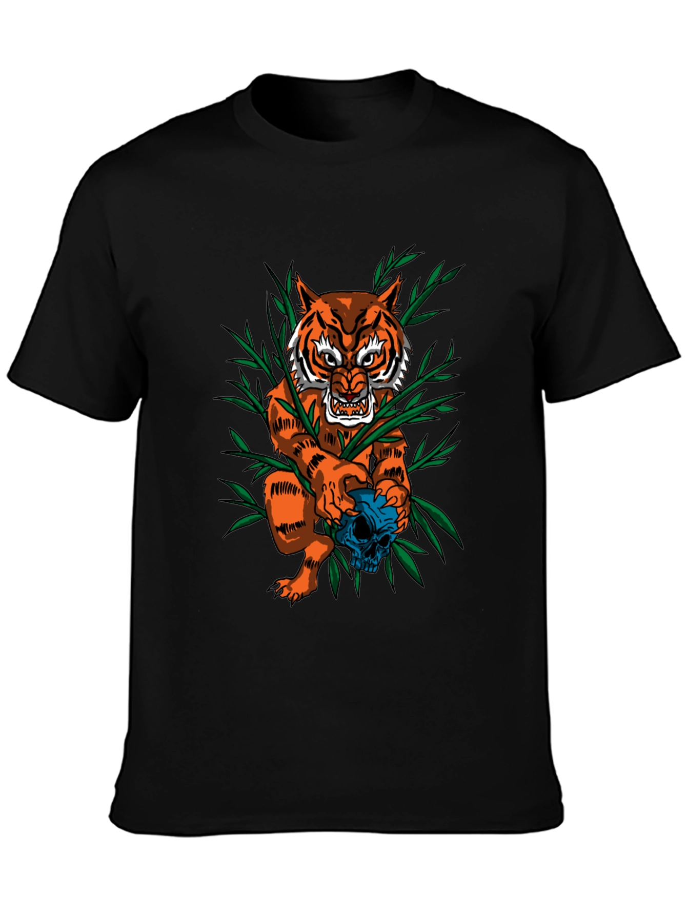 Tiger & Skull Graphic Tee - Edgy Style