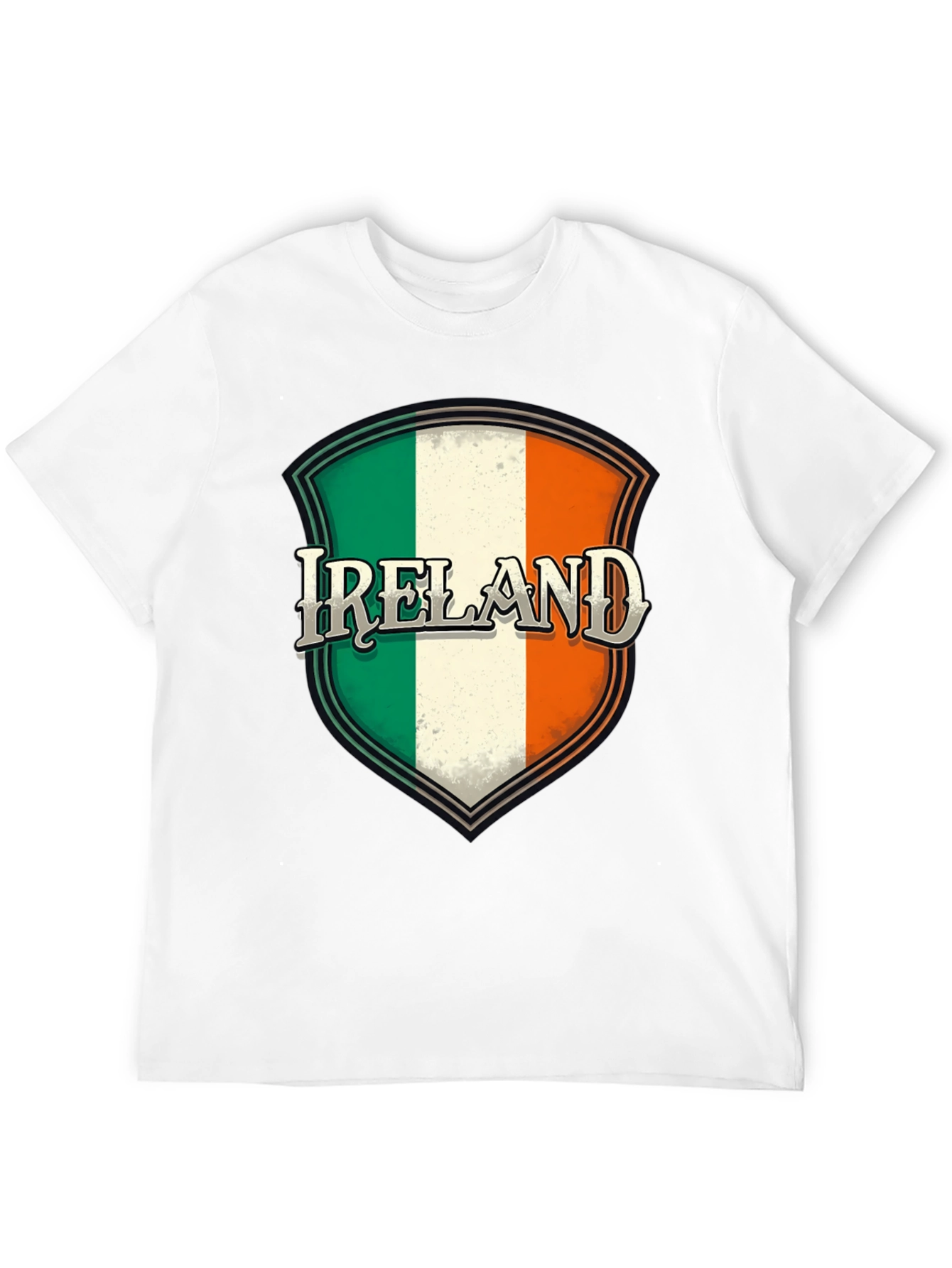 Ireland Flag Shield Graphic Black T-Shirt