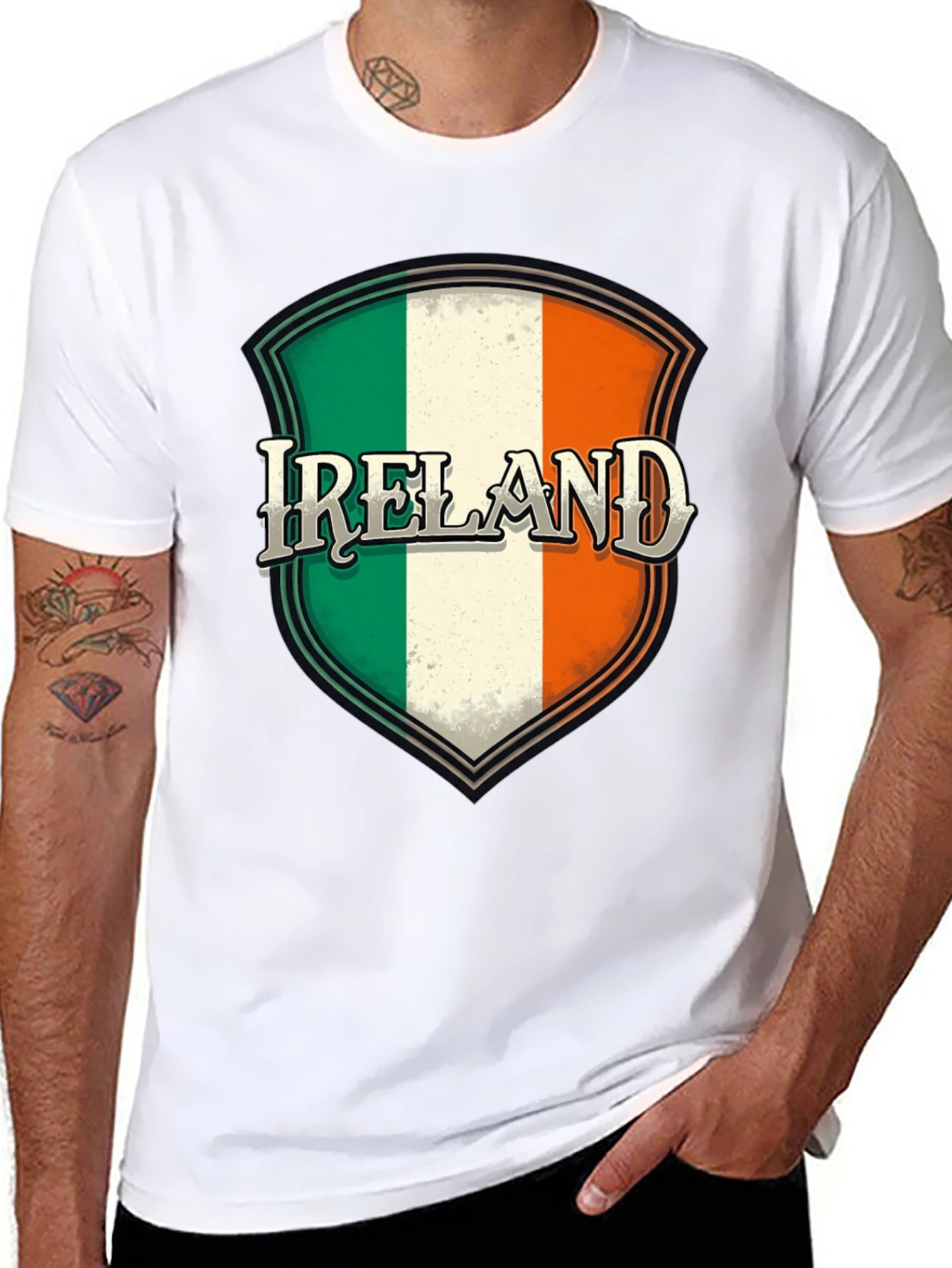 Ireland Flag Shield Graphic Black T-Shirt