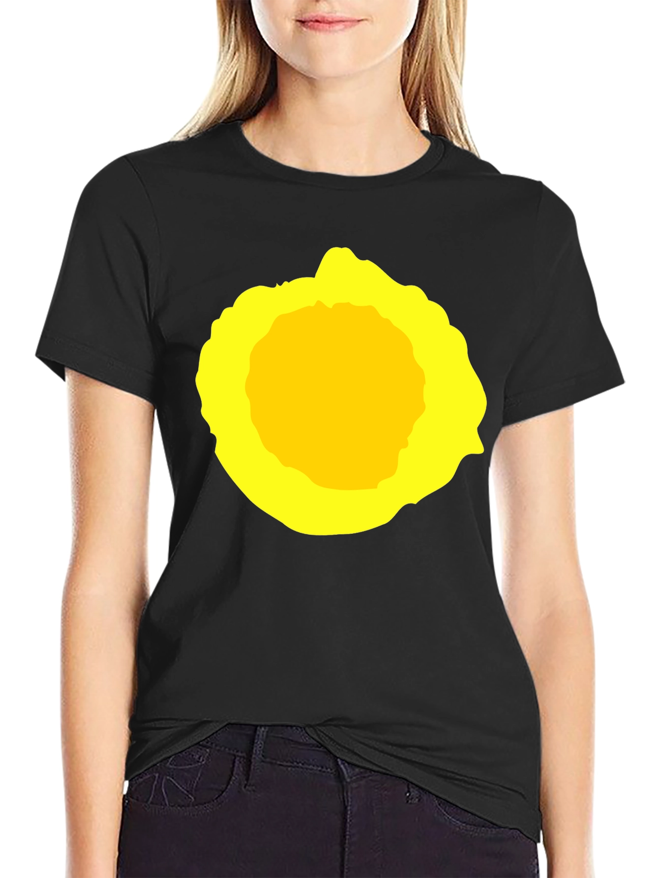 Abstract Yellow Circle Graphic T-Shirt