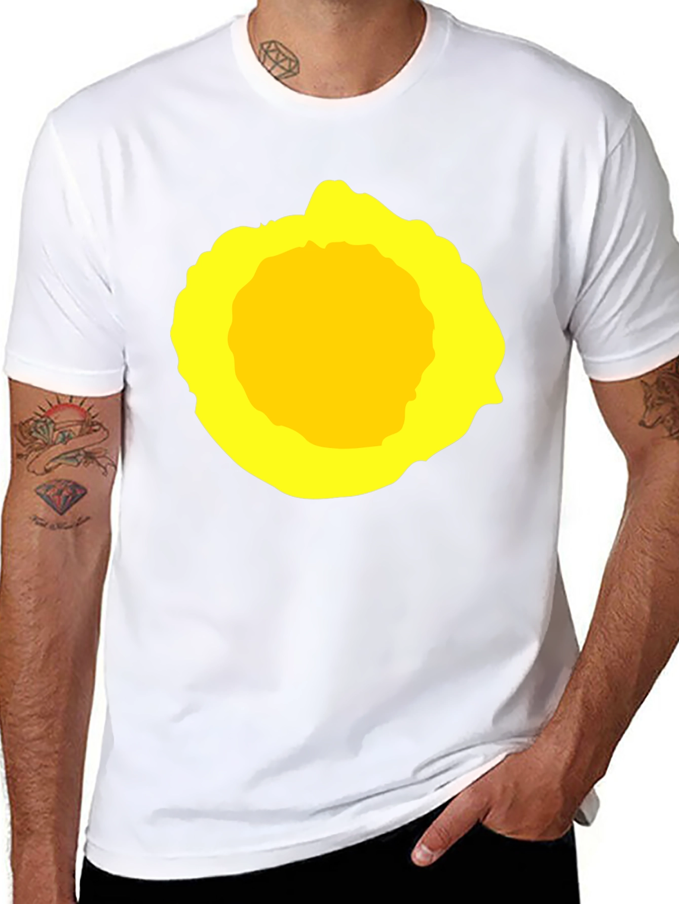 Abstract Yellow Circle Graphic T-Shirt