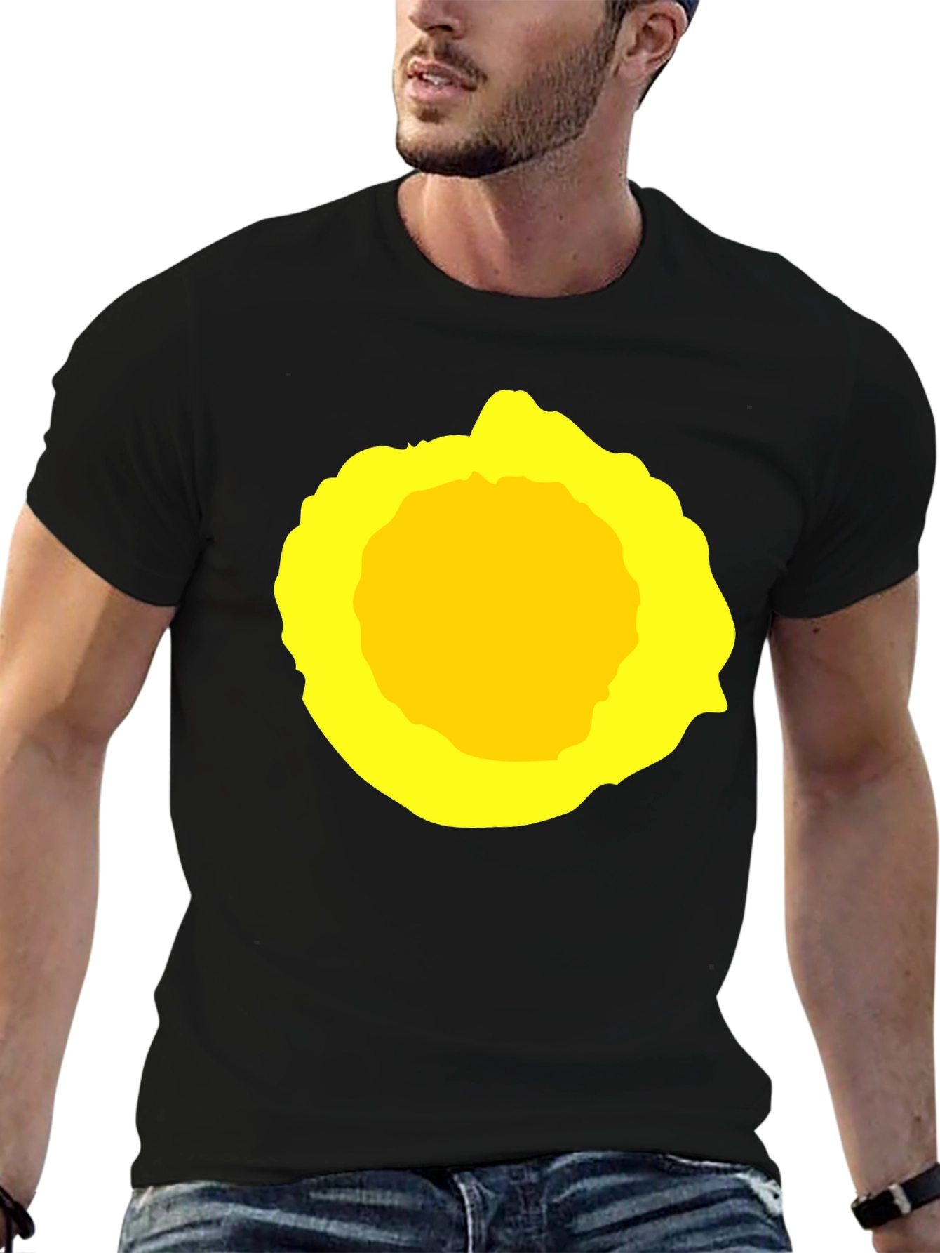 Abstract Yellow Circle Graphic T-Shirt