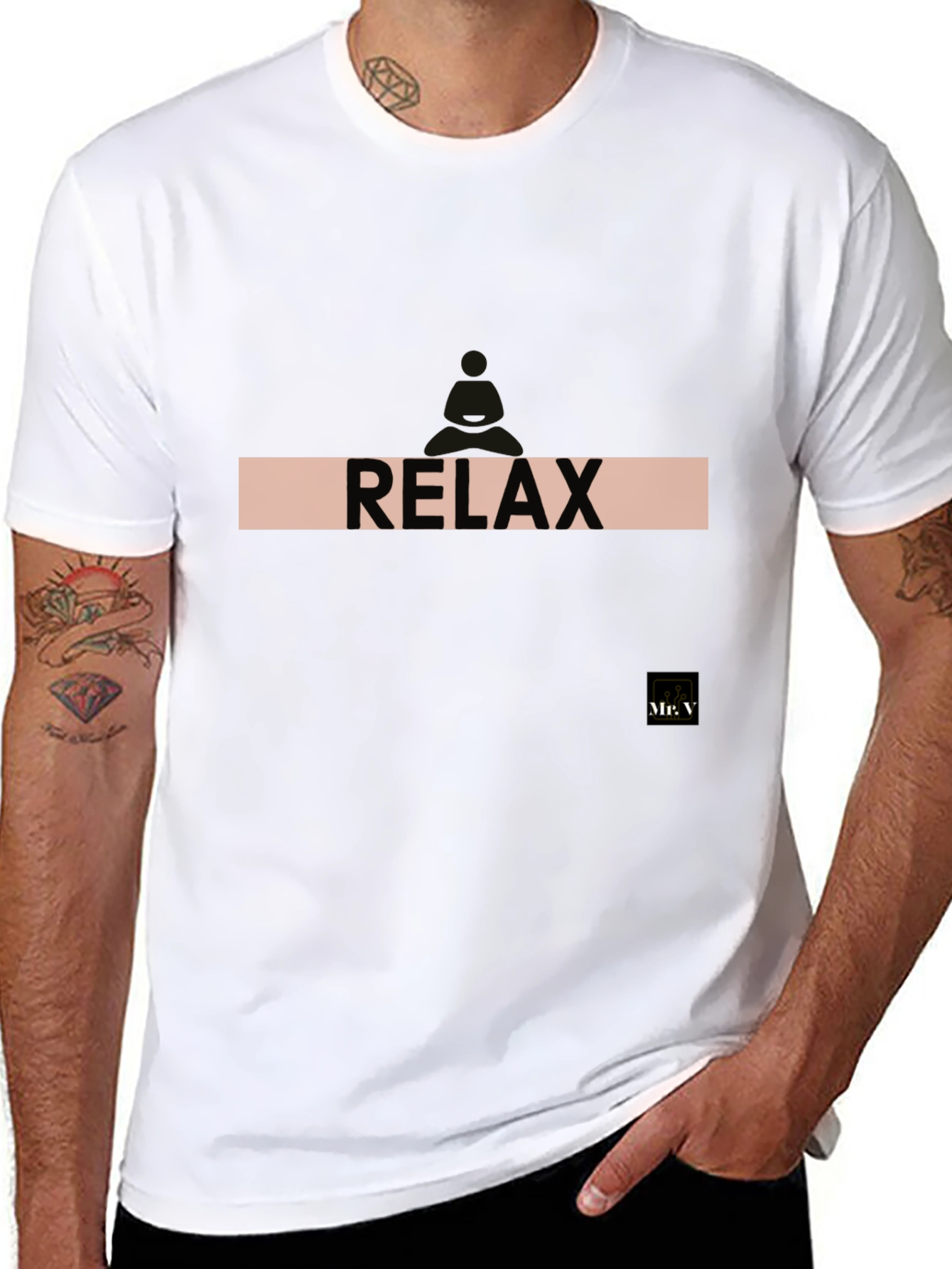 Relax Mens Black Graphic Tee - Casual Comfort