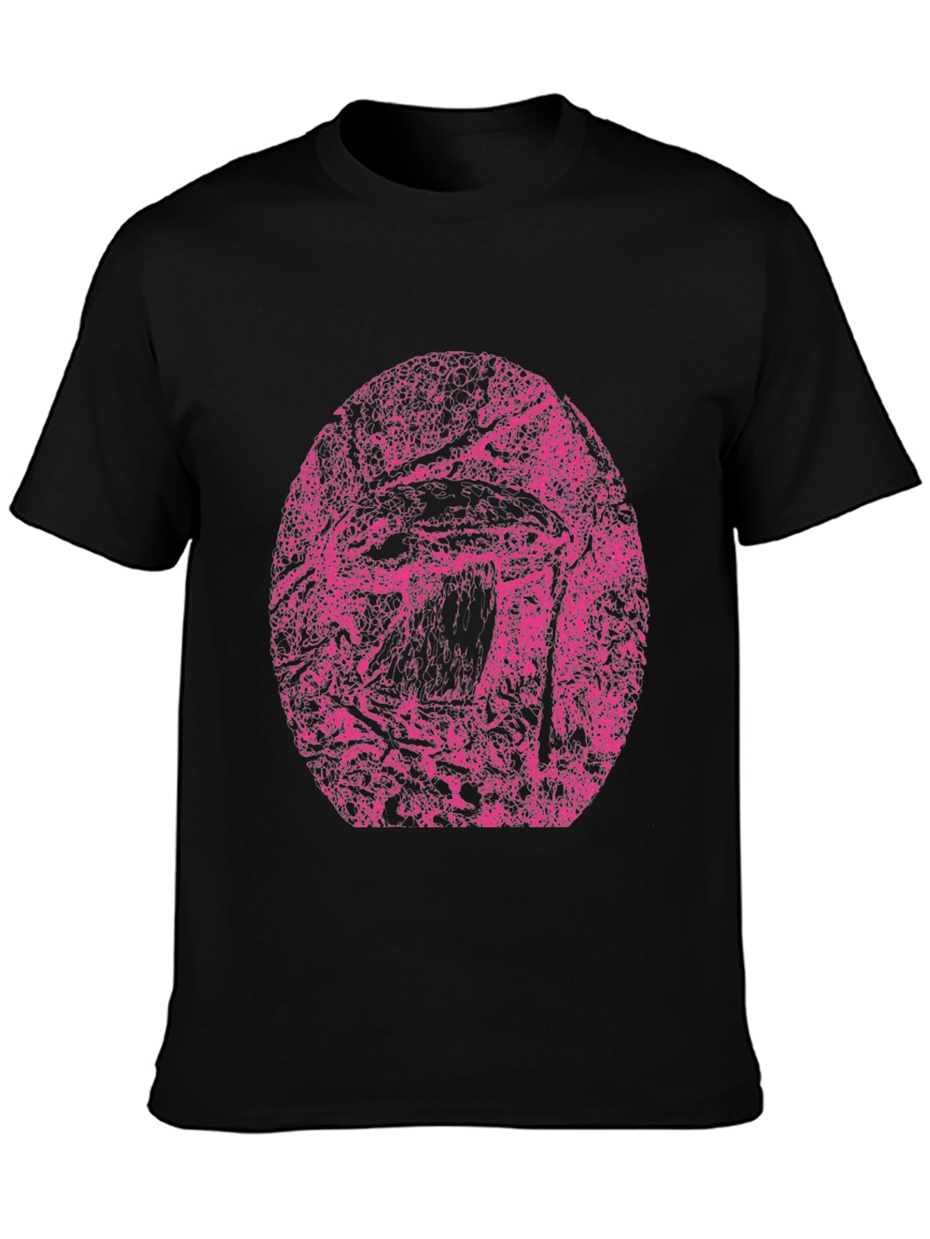 Black T-Shirt with Pink Abstract Design