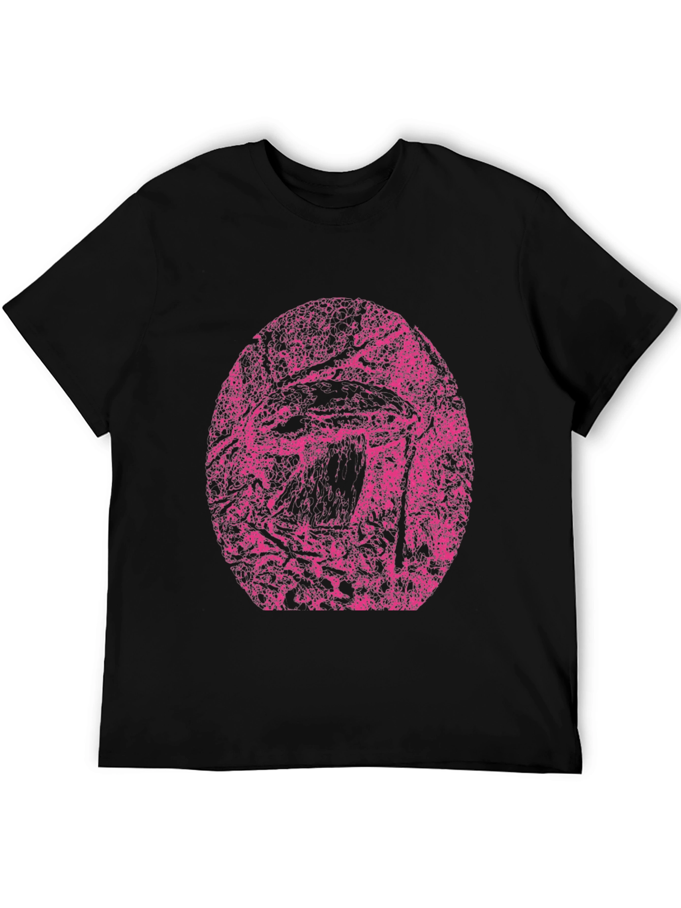 Black T-Shirt with Pink Abstract Design