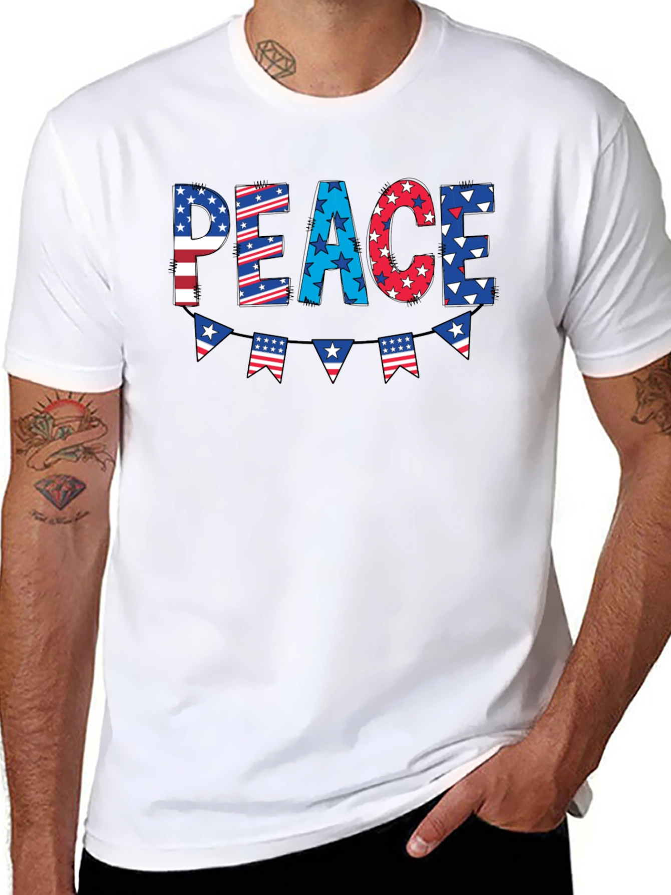Patriotic Peace Graphic Tee - 4th of July T-Shirt