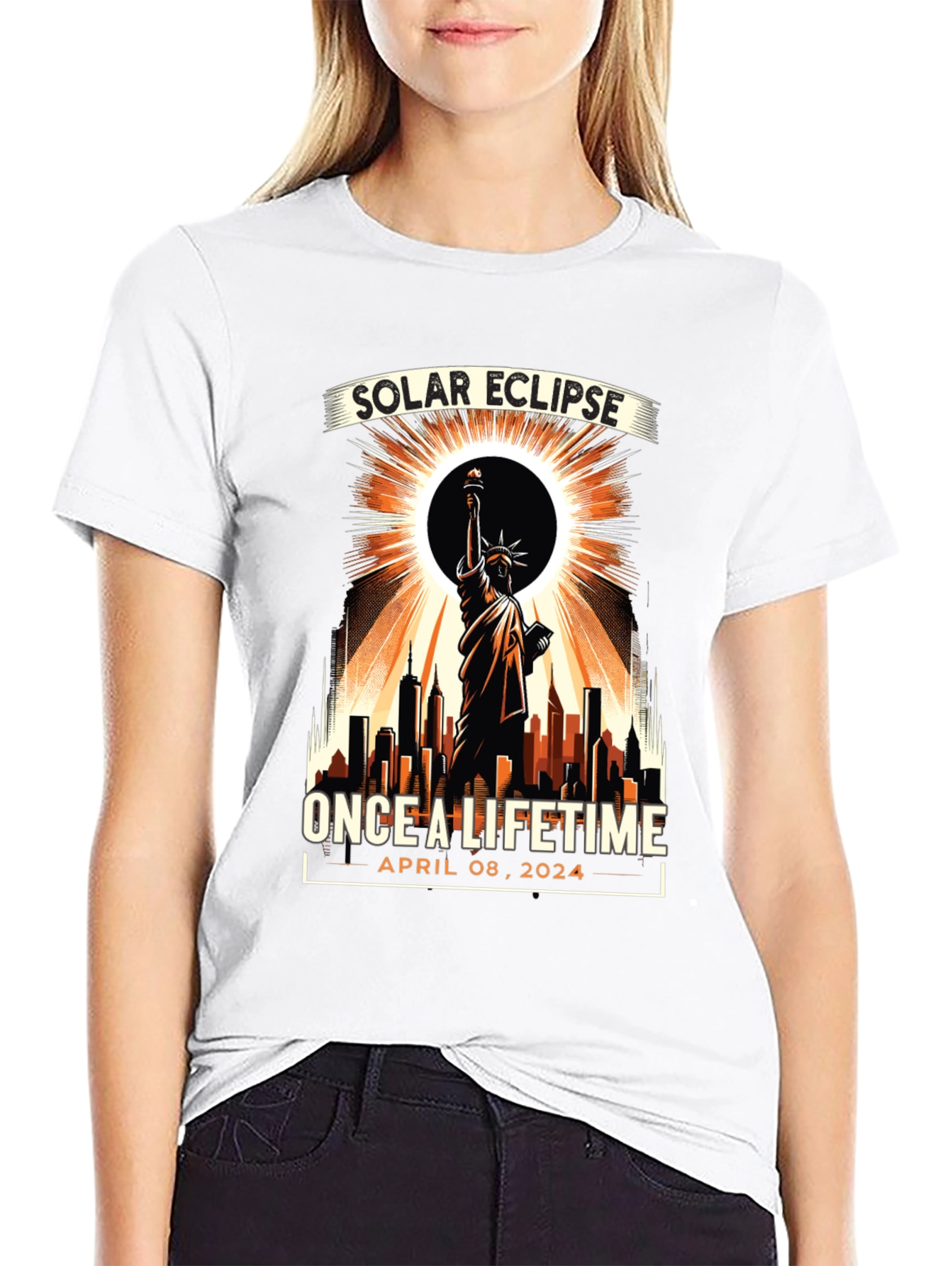 Solar Eclipse April 2024 Statue of Liberty T-Shirt