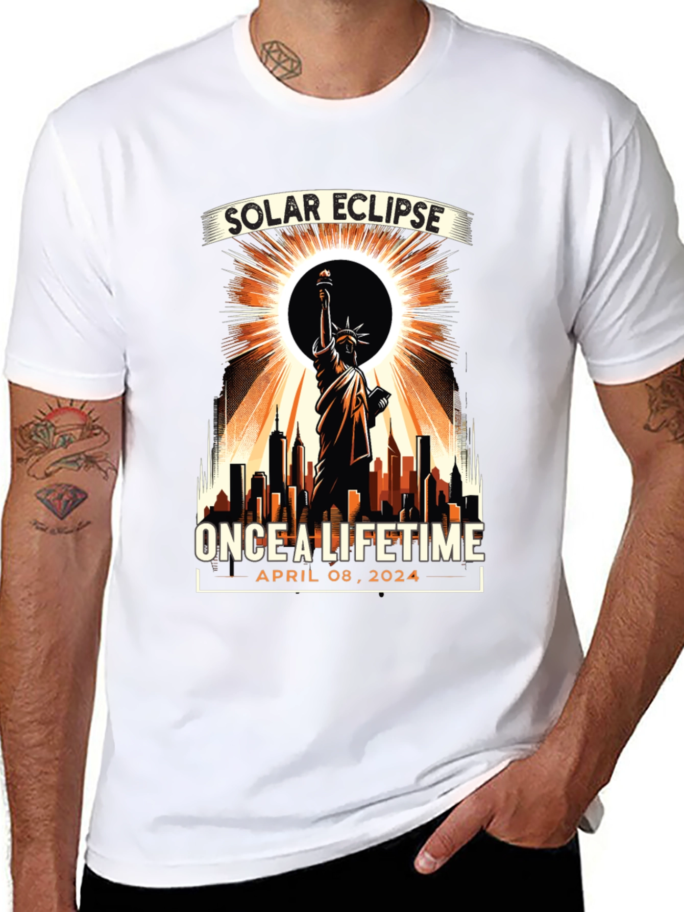 Solar Eclipse April 2024 Statue of Liberty T-Shirt