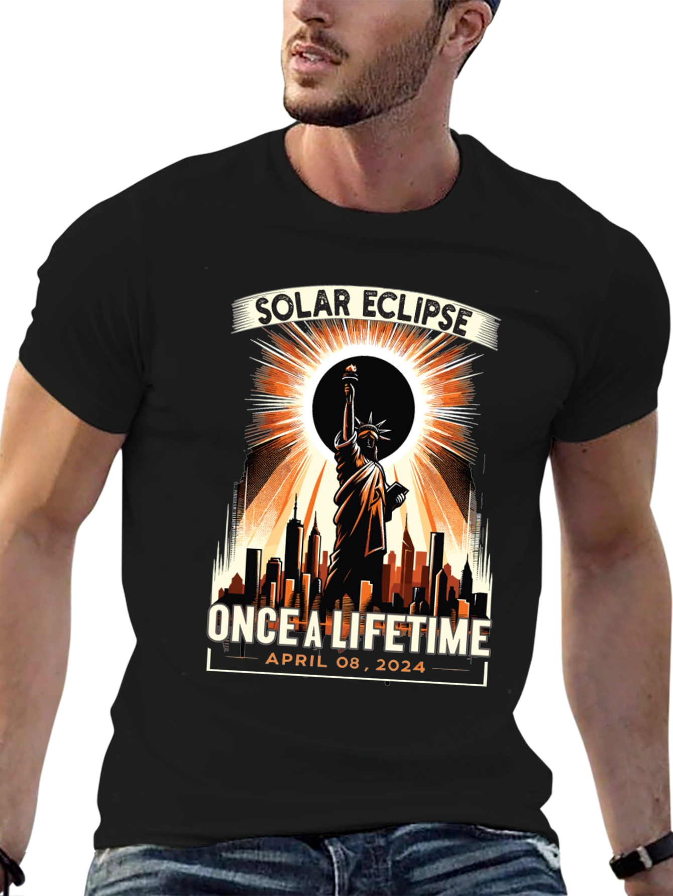 Solar Eclipse April 2024 Statue of Liberty T-Shirt