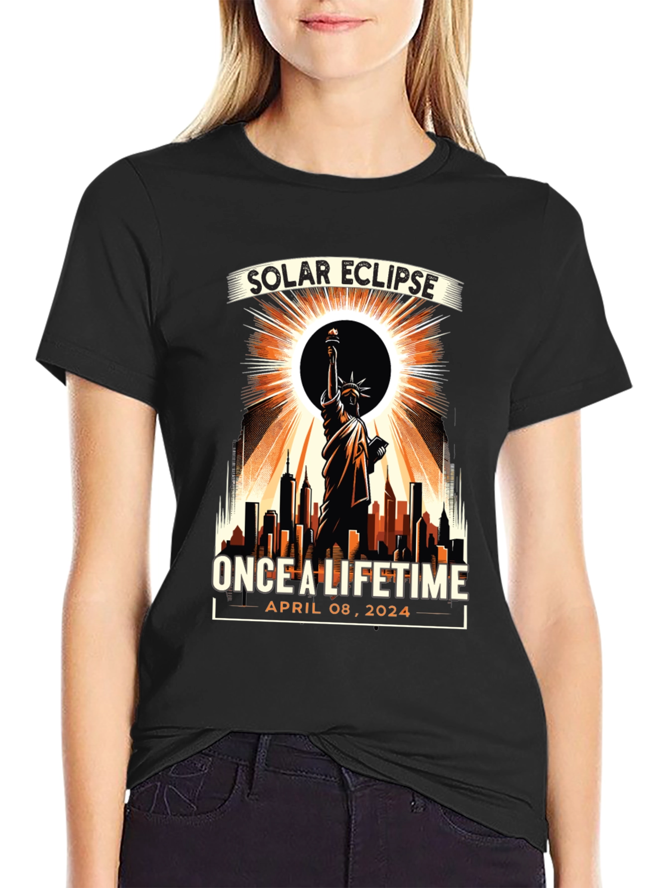 Solar Eclipse April 2024 Statue of Liberty T-Shirt