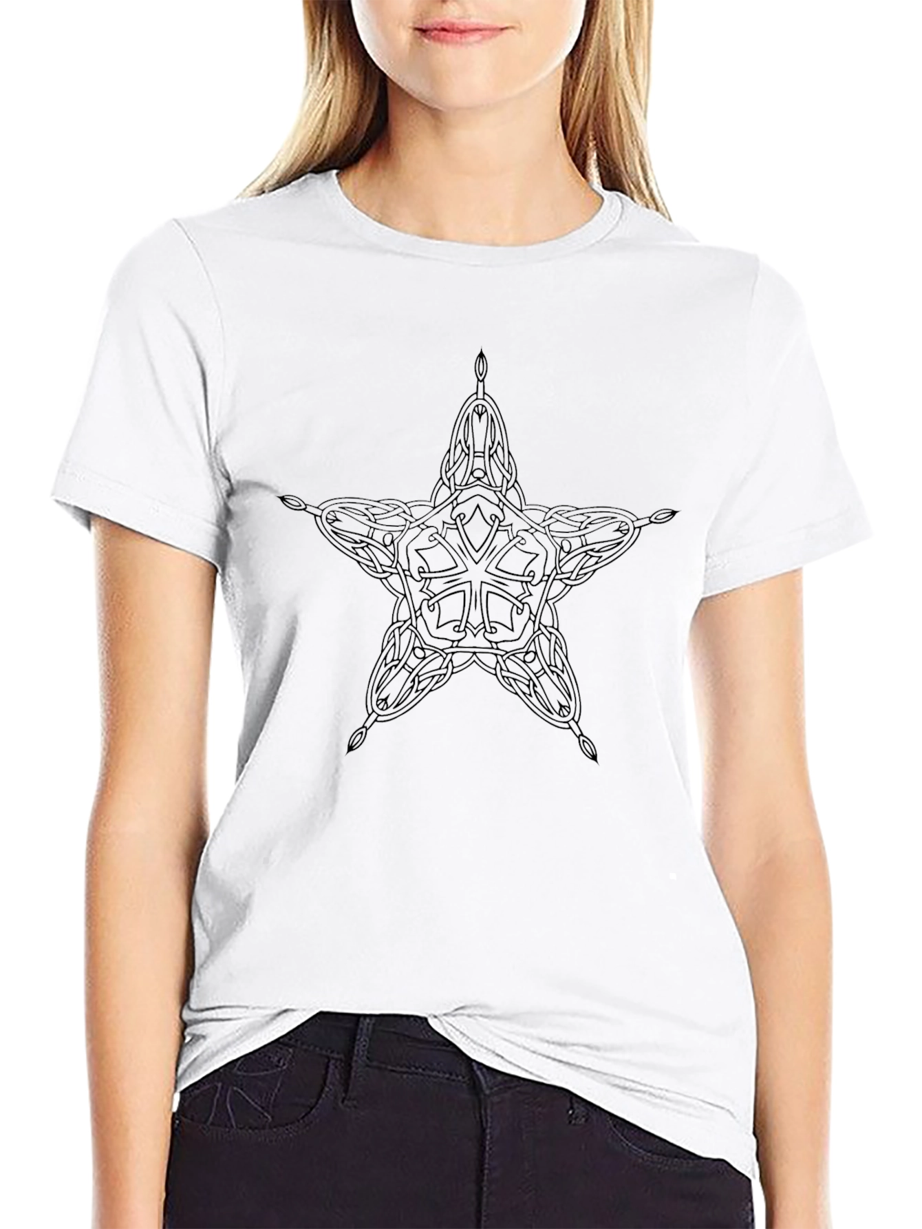 Celtic Star Graphic Tee - Black Cotton