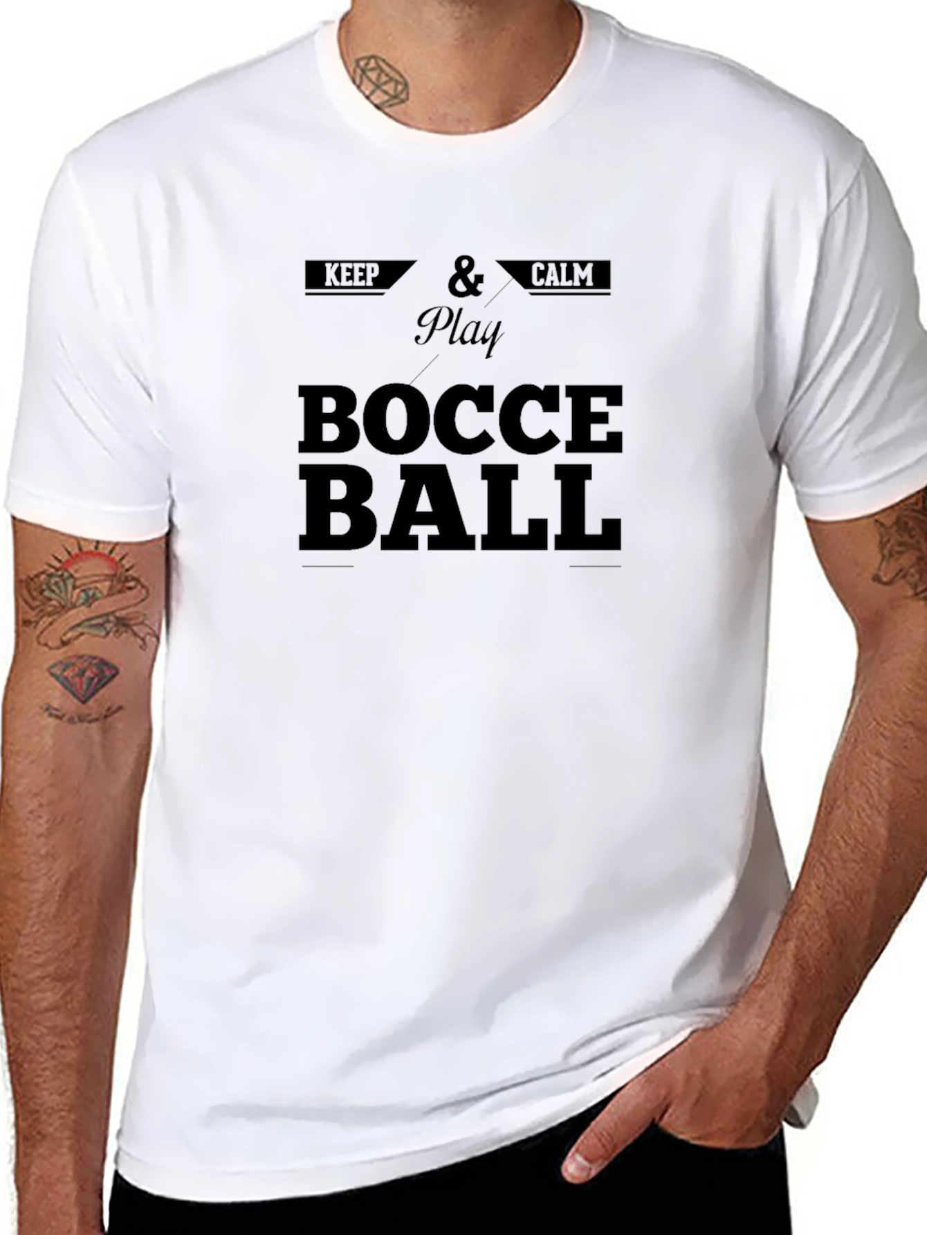 Keep Calm & Play Bocce Ball Black T-Shirt