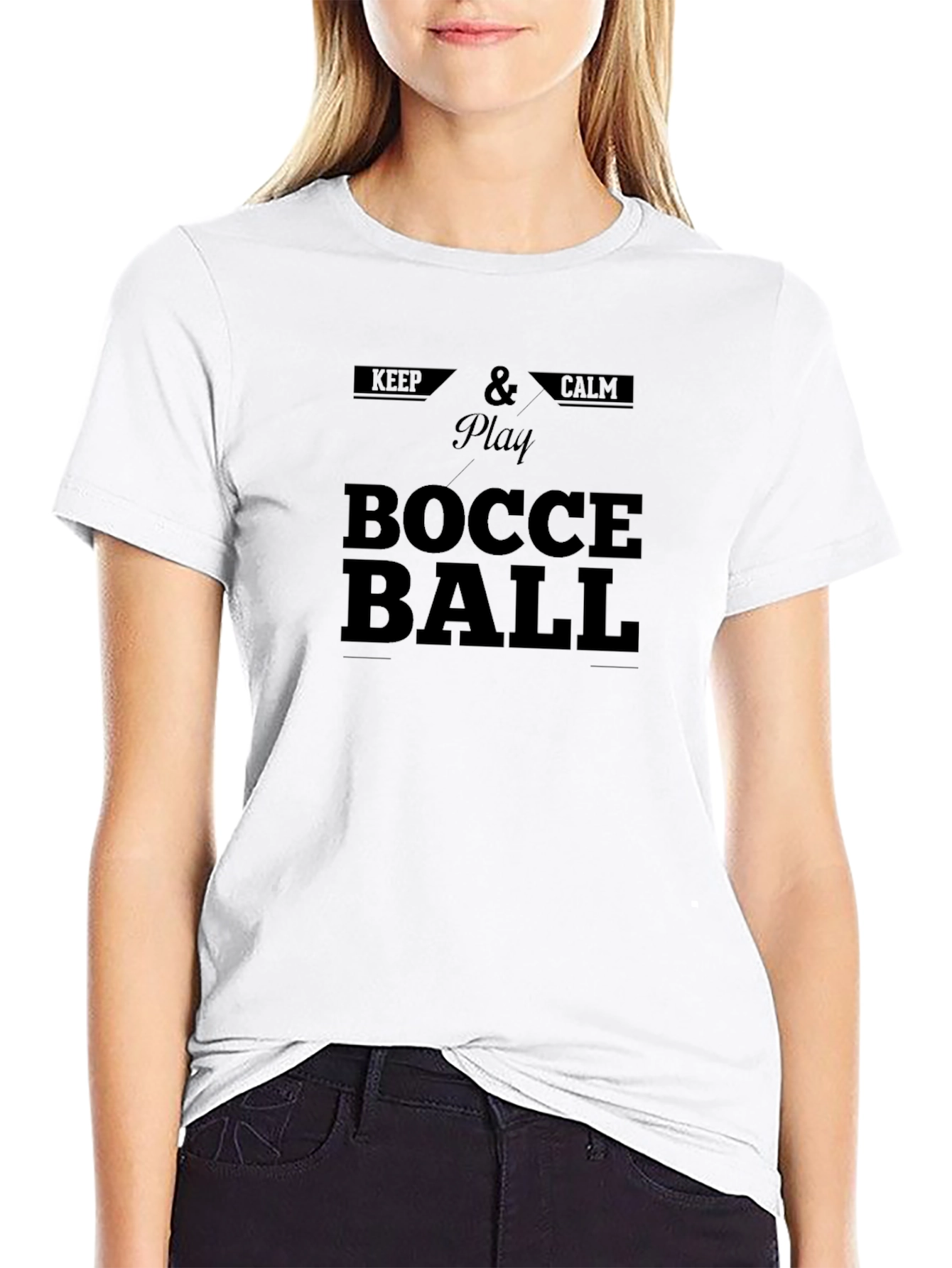 Keep Calm & Play Bocce Ball Black T-Shirt
