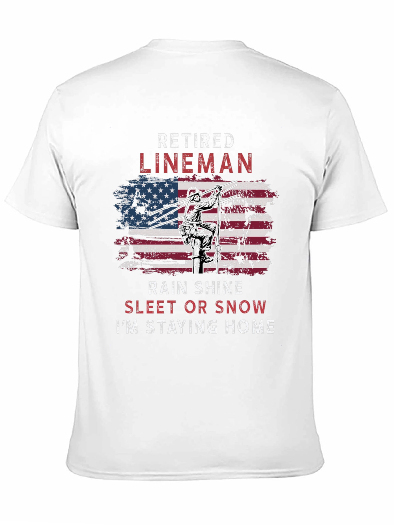 Retired Lineman T-Shirt - American Flag Design