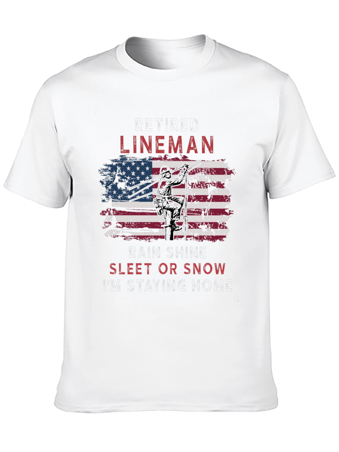 Retired Lineman T-Shirt - American Flag Design