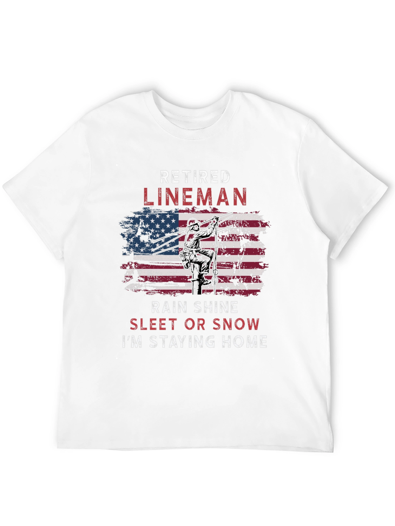 Retired Lineman T-Shirt - American Flag Design