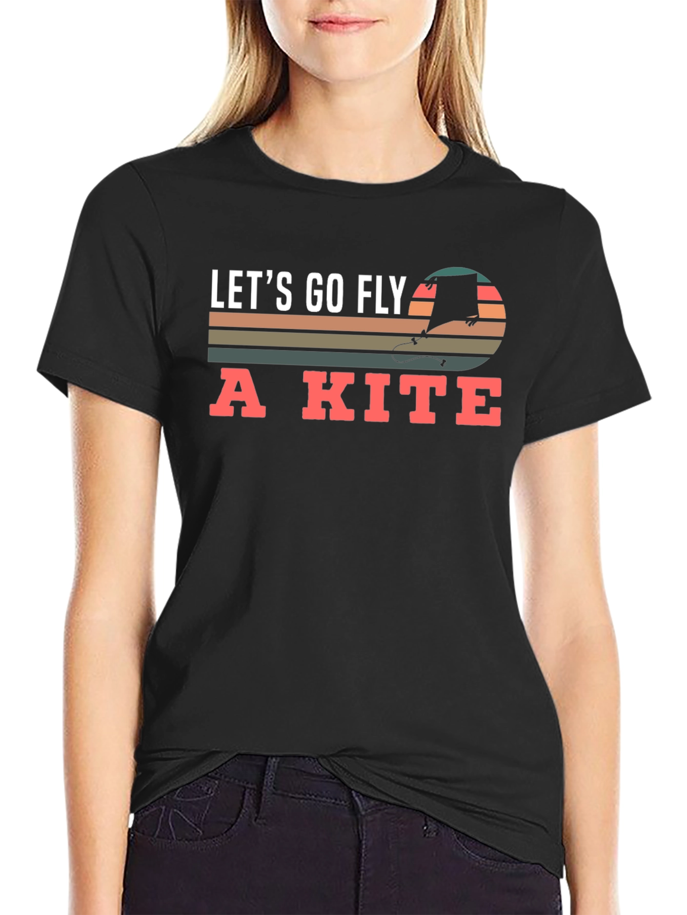 Lets Go Fly A Kite Black Tee