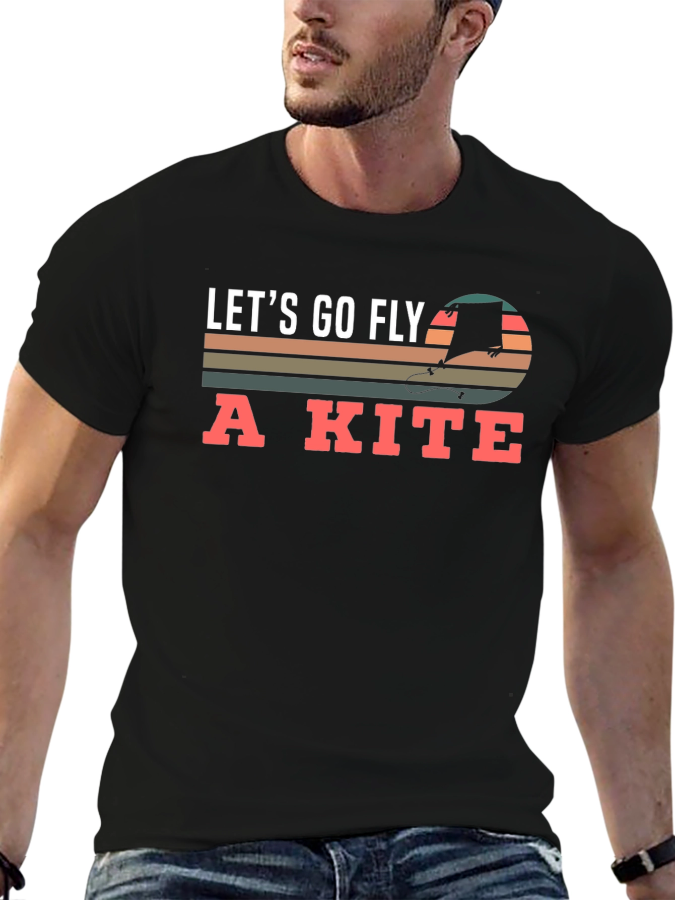 Lets Go Fly A Kite Black Tee