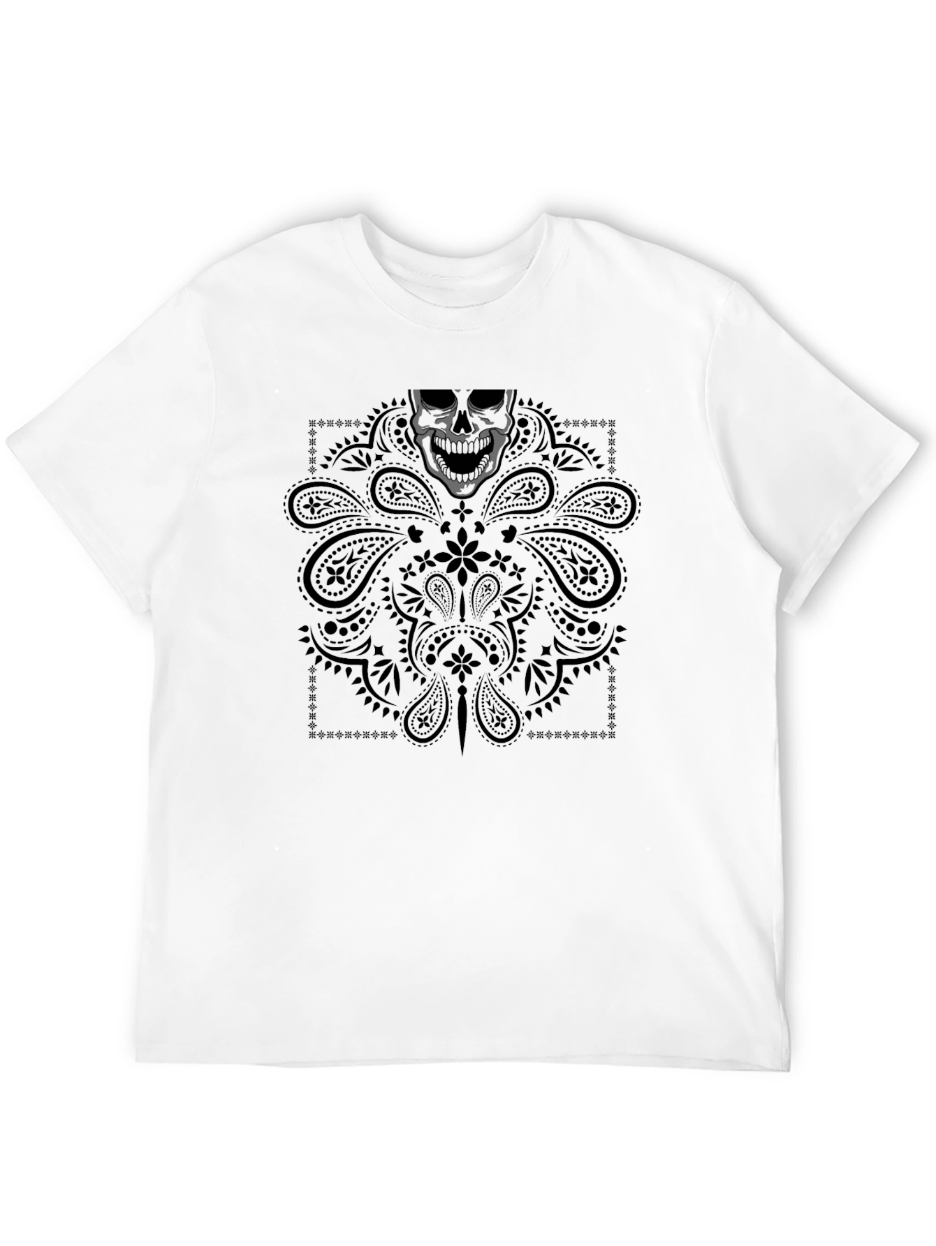 Skull Bandana Graphic Tee - Mens Black T-Shirt