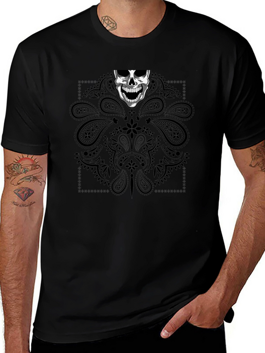 Skull Bandana Graphic Tee - Mens Black T-Shirt