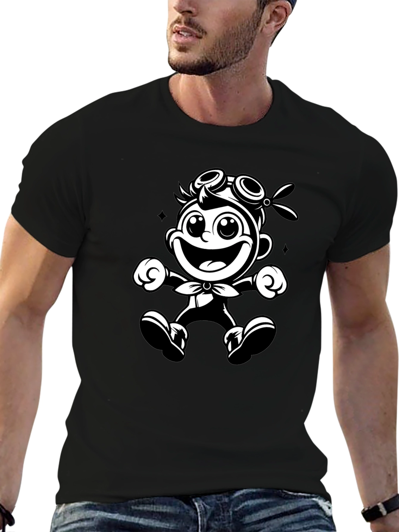Cartoon Character Black T-Shirt