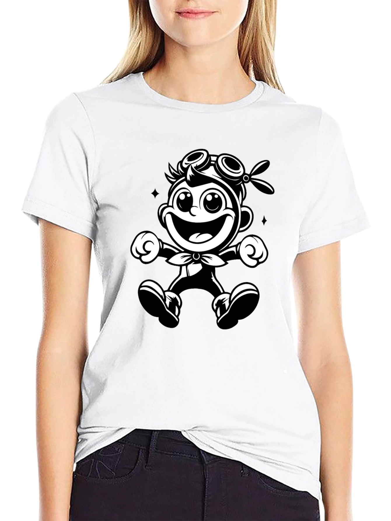 Cartoon Character Black T-Shirt