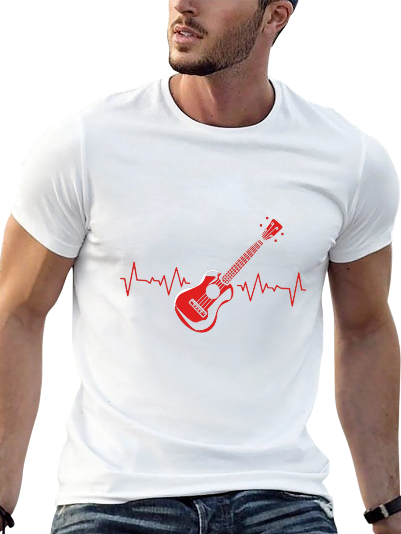 Guitar Heartbeat Graphic T-Shirt