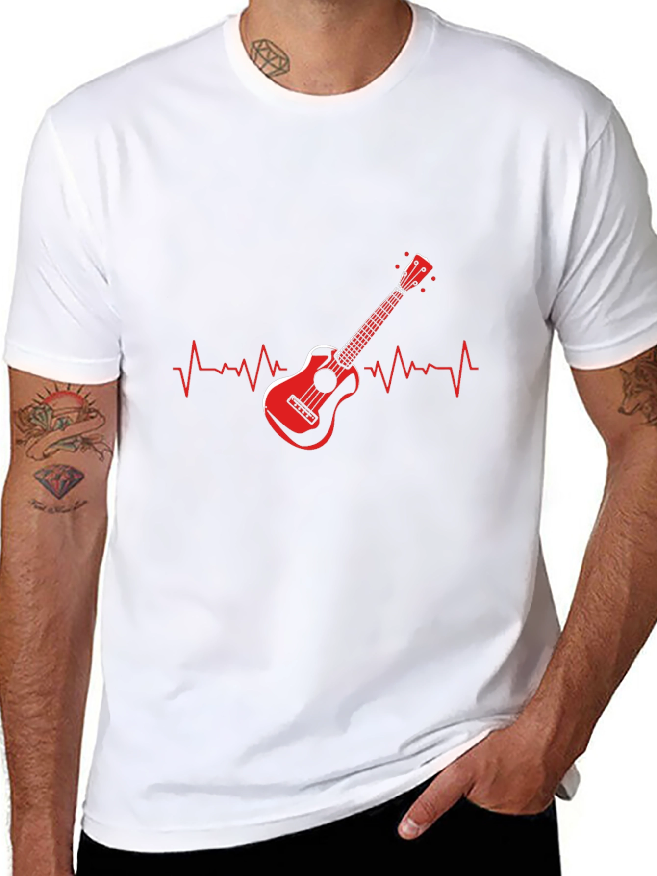 Guitar Heartbeat Graphic T-Shirt
