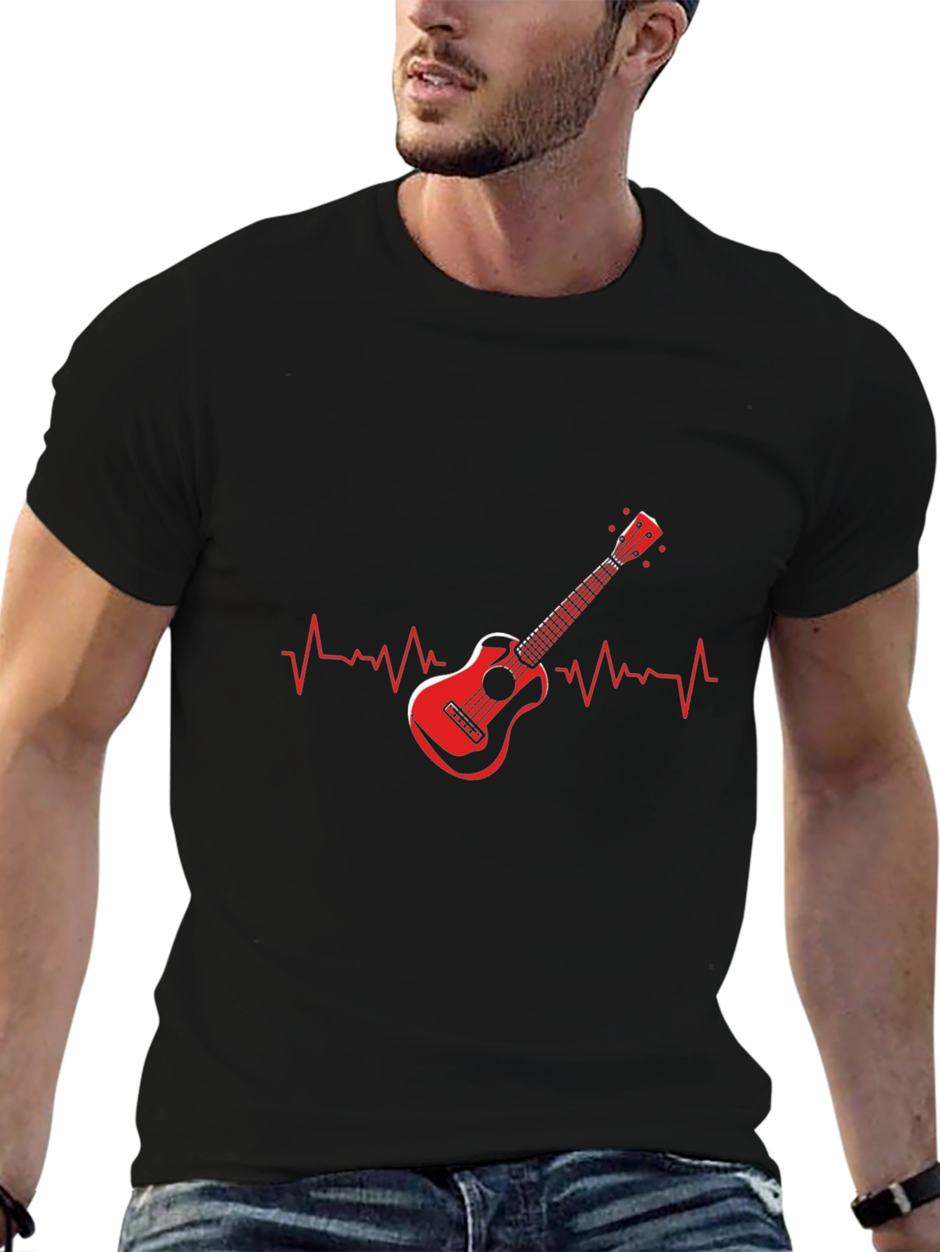 Guitar Heartbeat Graphic T-Shirt