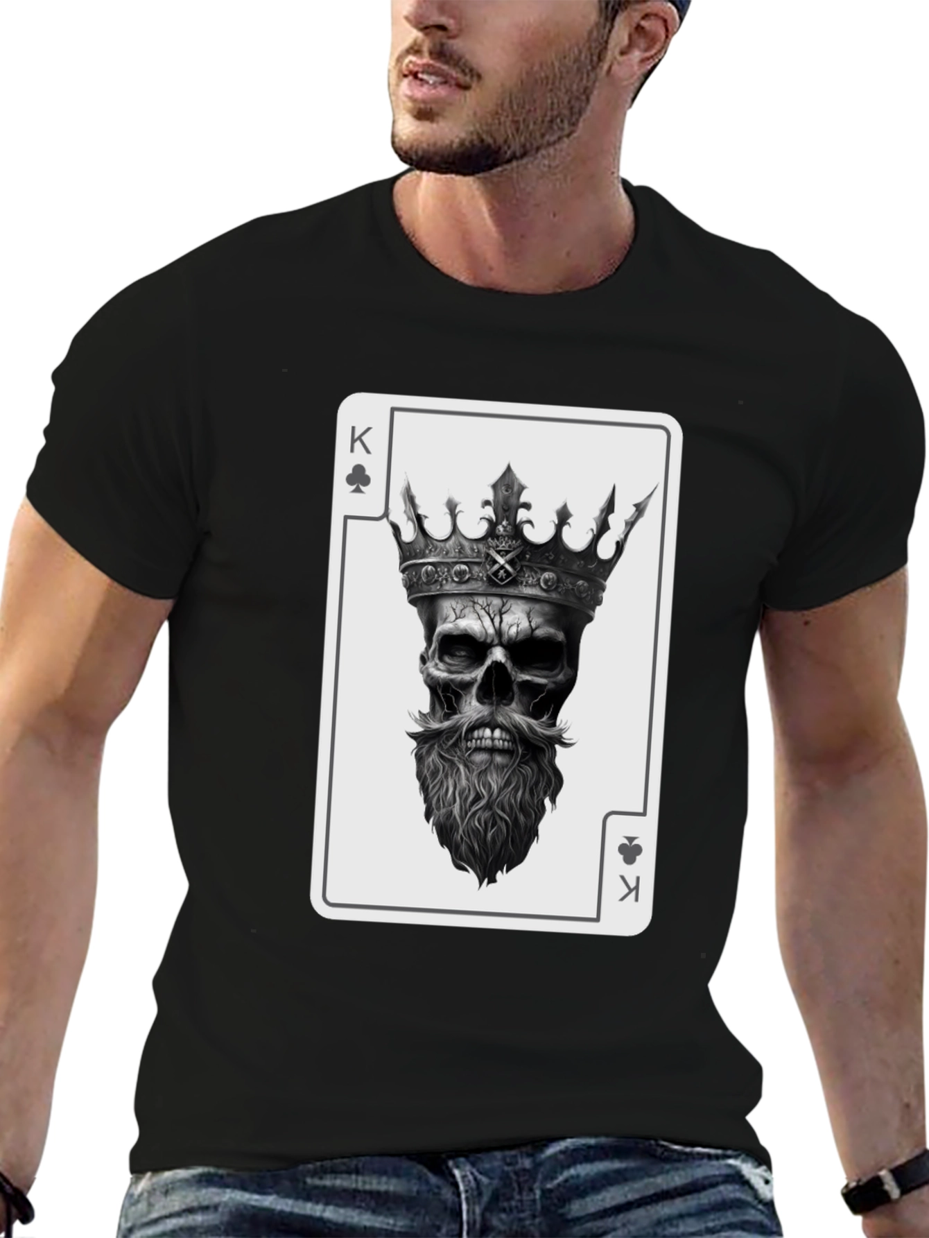 King Skull Card Graphic T-Shirt - Mens Black Tee