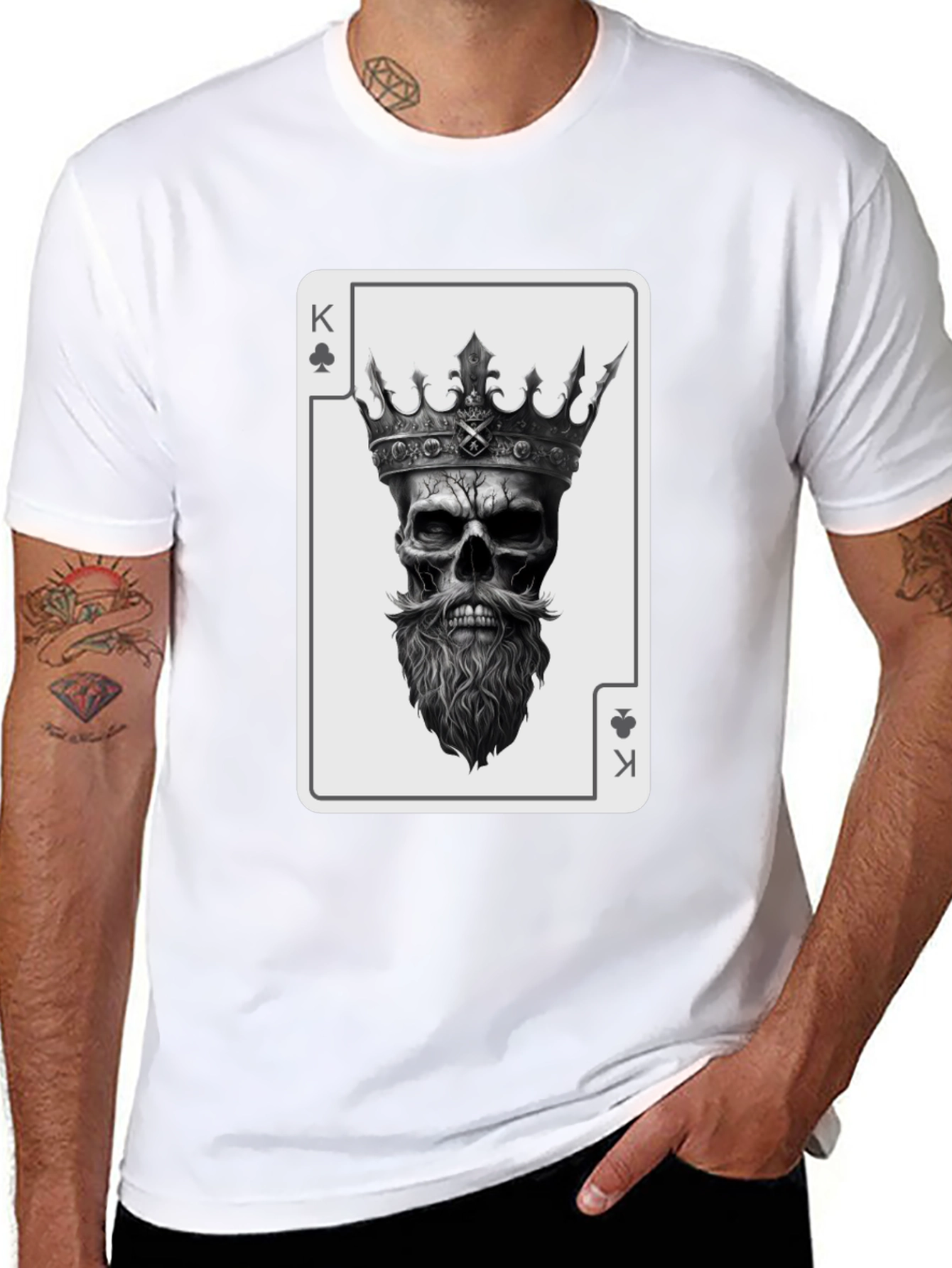 King Skull Card Graphic T-Shirt - Mens Black Tee