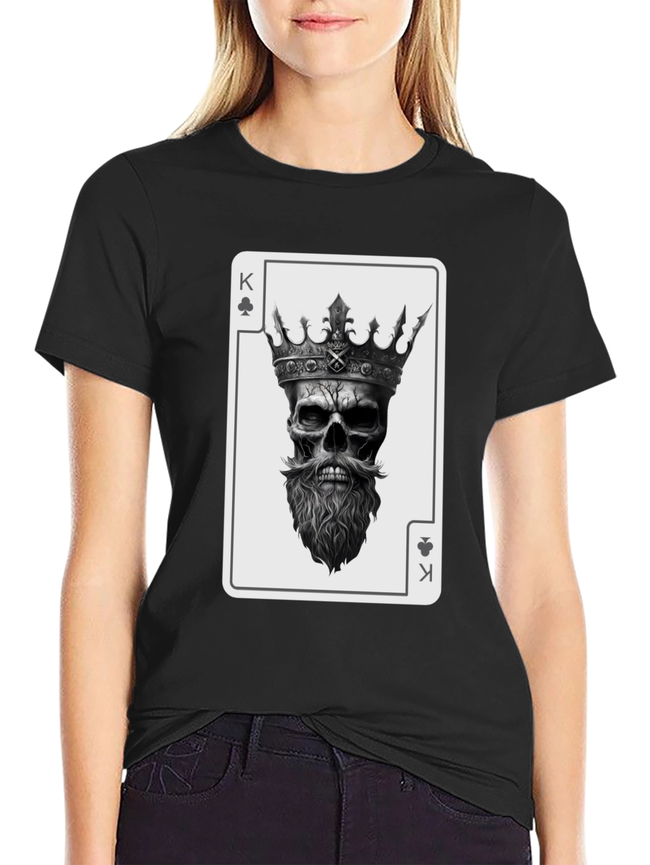 King Skull Card Graphic T-Shirt - Mens Black Tee