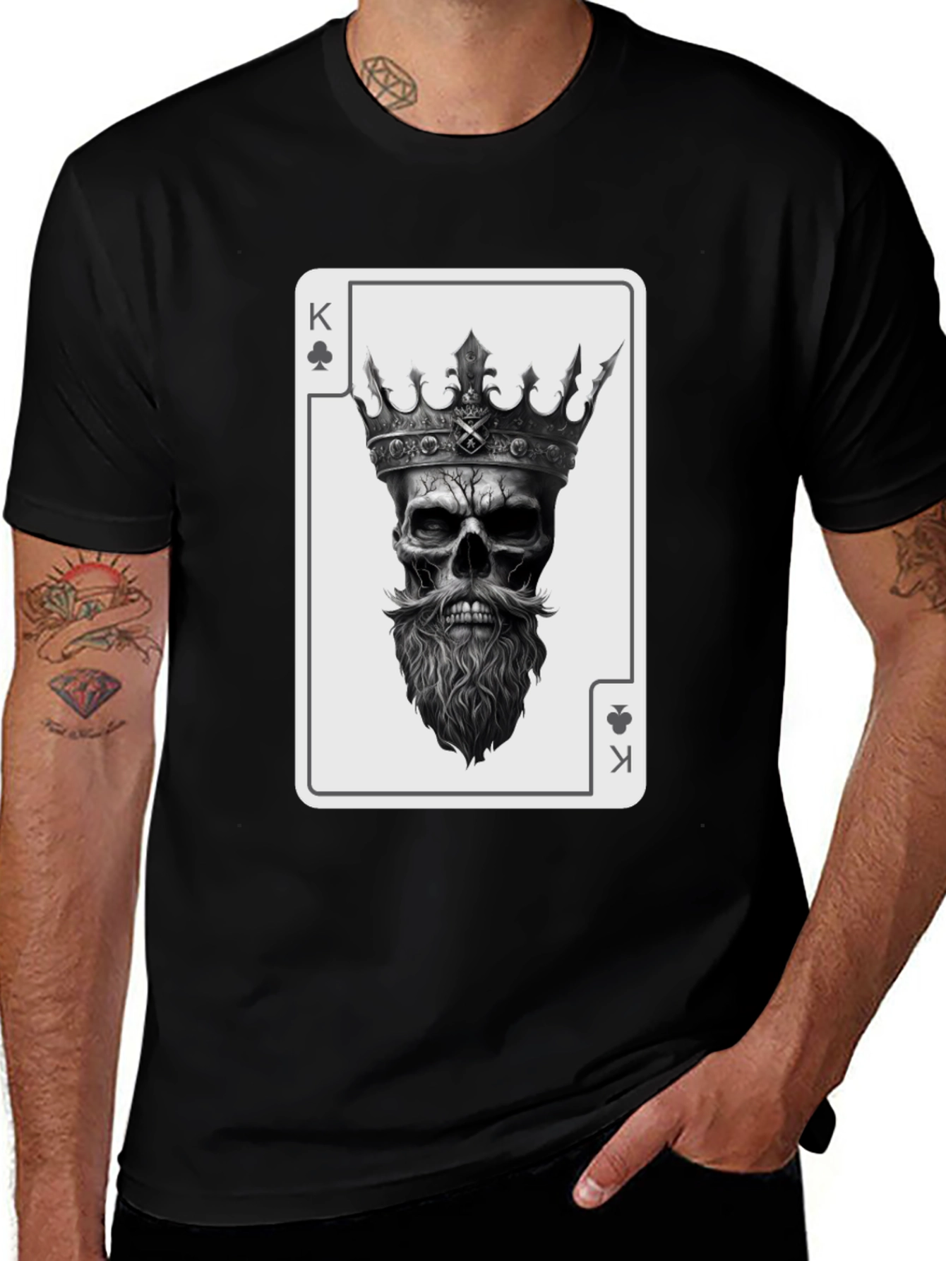 King Skull Card Graphic T-Shirt - Mens Black Tee