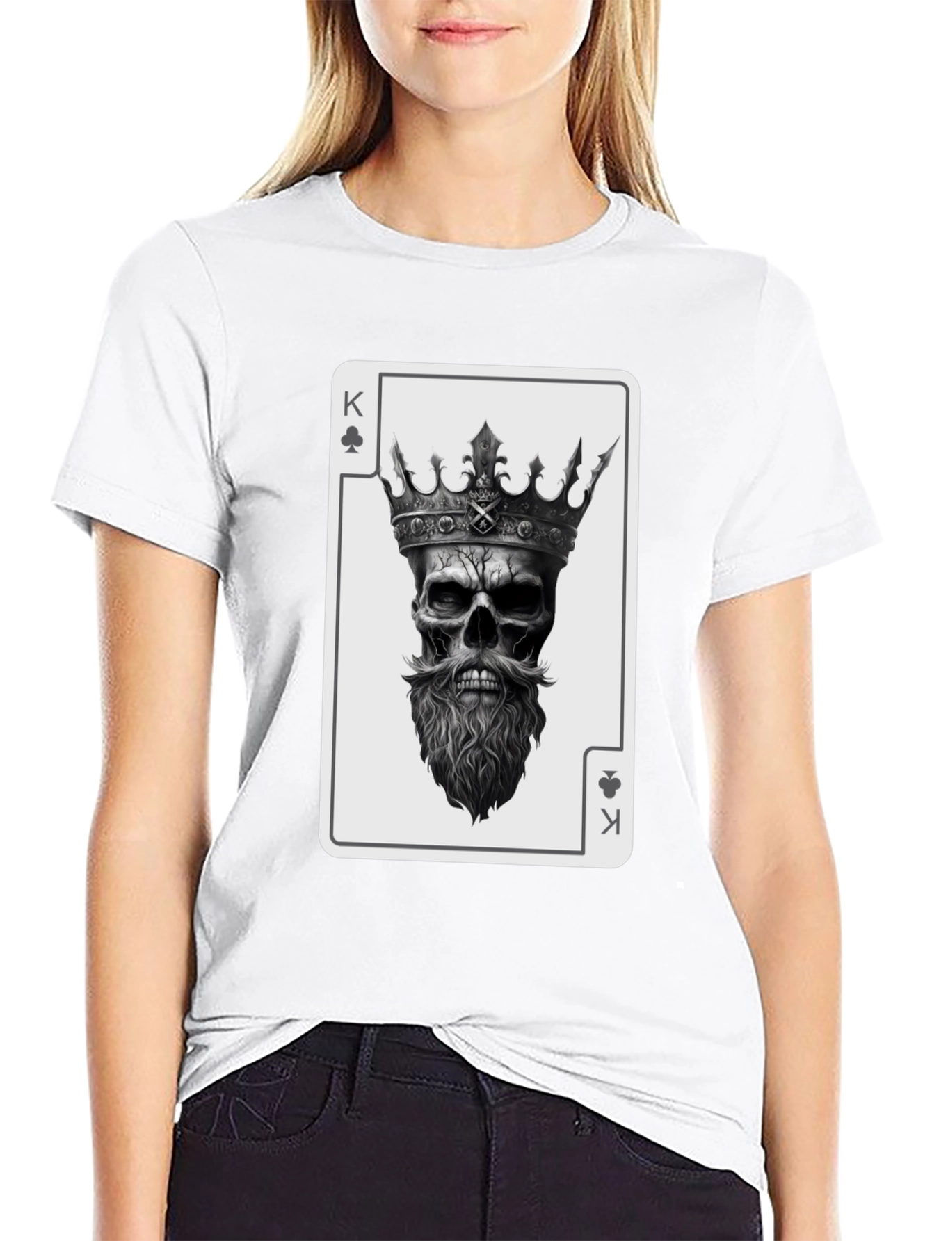 King Skull Card Graphic T-Shirt - Mens Black Tee